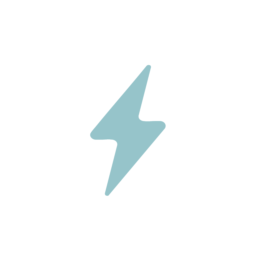 Light blue lightning bolt icon on a white background.