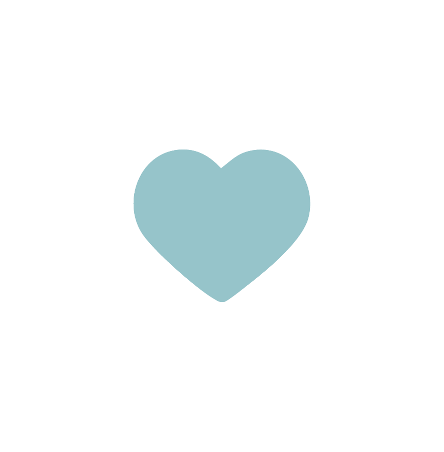A light blue heart centered on a white background.