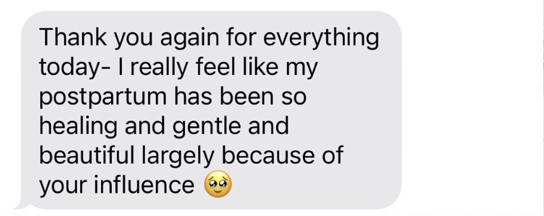 five star testimonial from a client that was grateful for doula