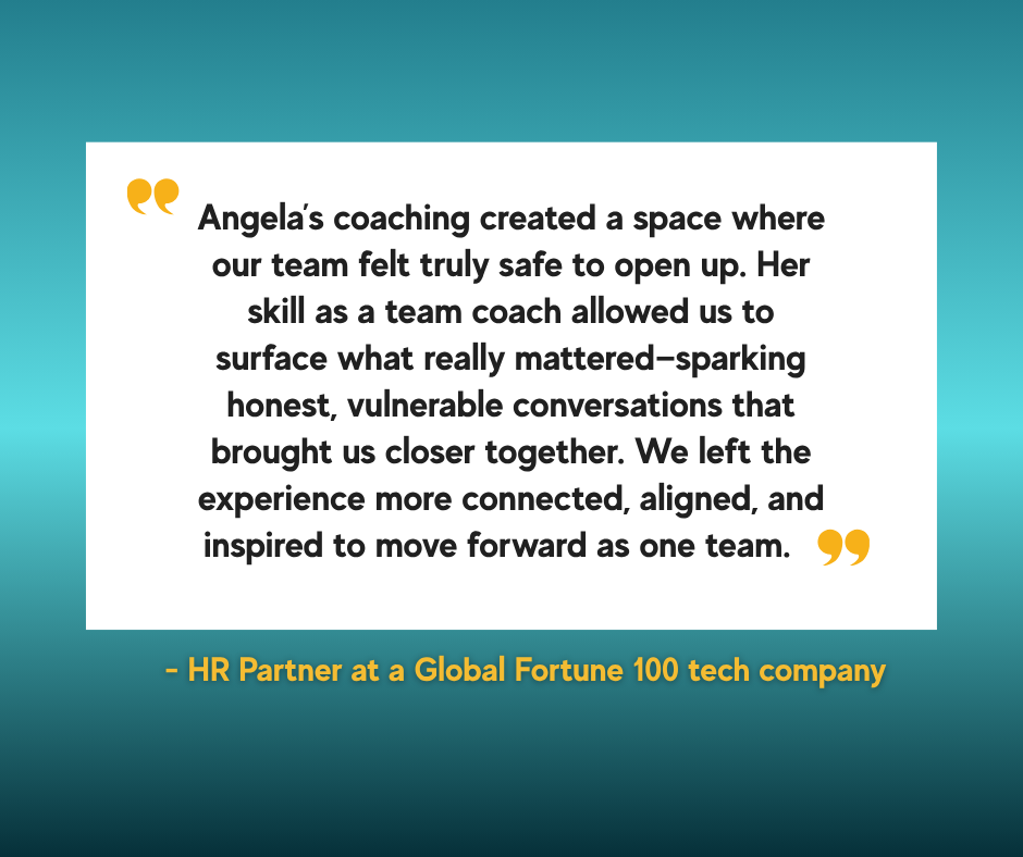 A quote about the positive impact of coaching, attributed to an HR partner at a Fortune 100 tech company, set against a blue gradient background.