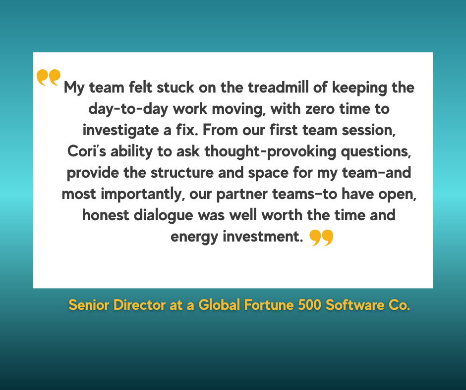 Quote from a senior director at a Fortune 500 software company about team collaboration, trust, and honest dialogue.