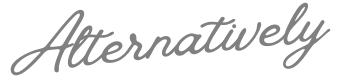Elegant script text spelling 'Alternatively' on a white background.