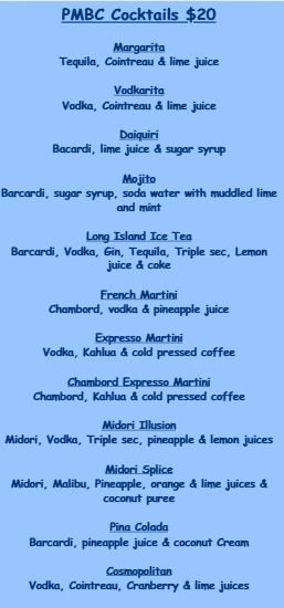 a cocktail list