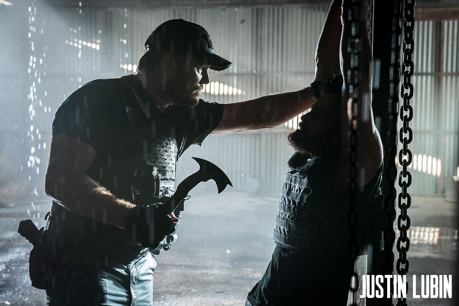James Reece wielding Winkler Tomahawk featured in The Terminal List intro garage