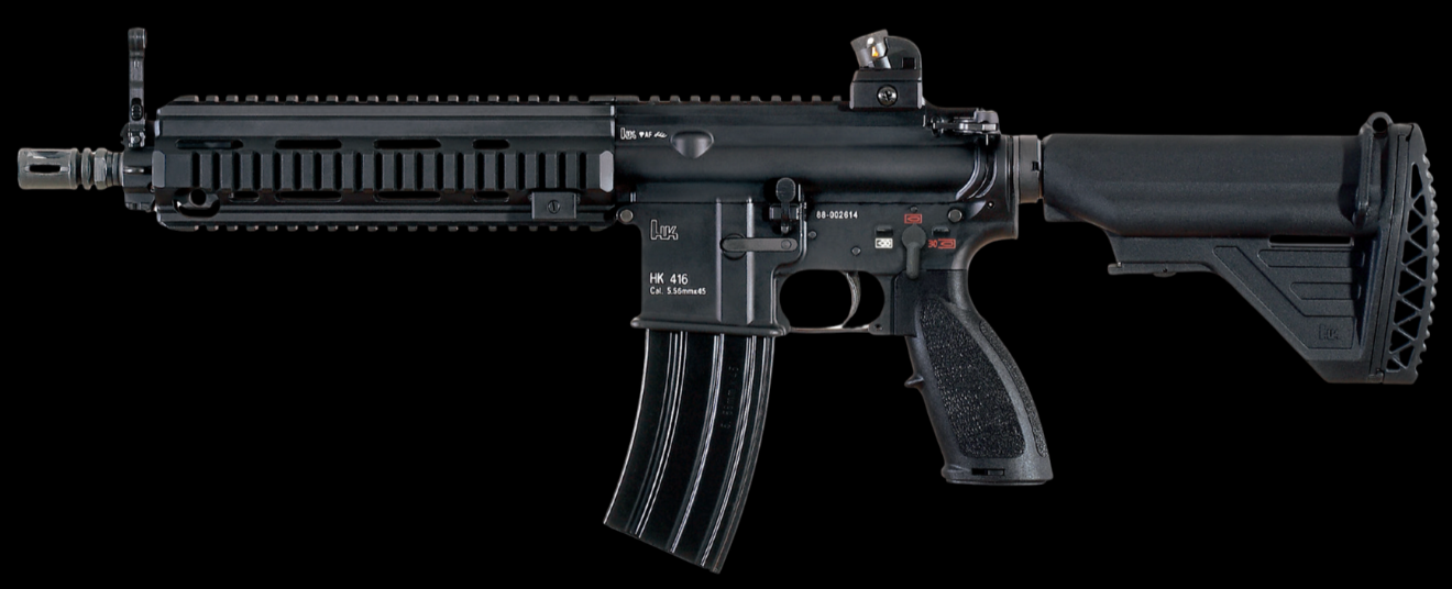 Heckler and Koch HK416. This is the rifle that James Reece(Chris Pratt), Ben Edwards(Taylor Kitsch), Raife Hastings(Tom Hopper) and the other Navy SEALs from their team used in The Terminal List: Dark Wolf Episode 1, during their operations in Iraq.
