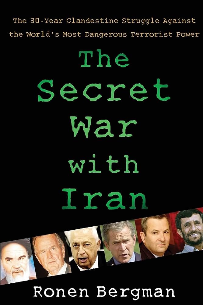 The Secret War with Iran: The Secret War with Iran by Ronen Bergman book cover featured in The Terminal List intro garage
