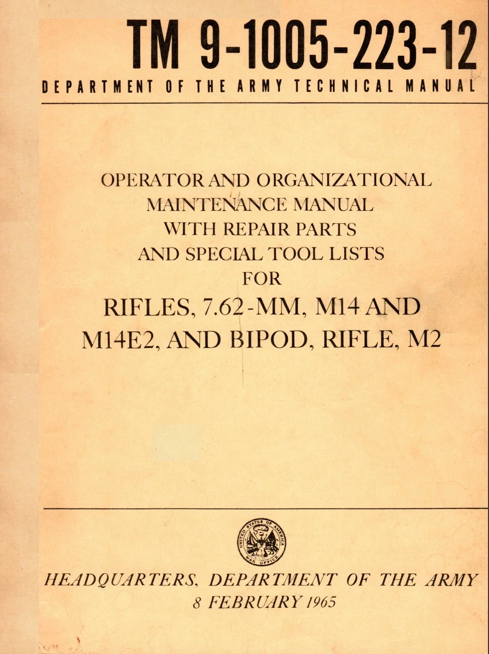 TM 9-1005-223-12: TM 9-1005-223-12 military technical manual cover featured in The Terminal List intro garage