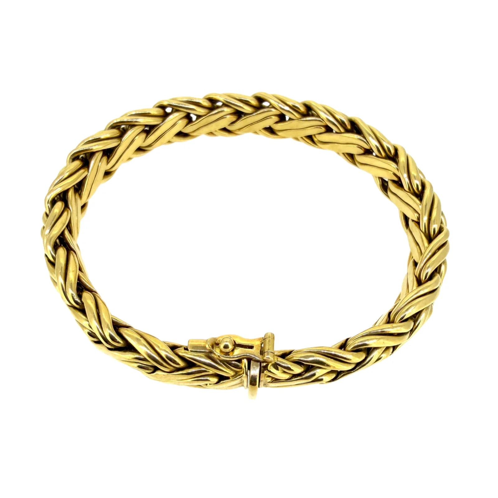 Vintage Tiffany & Co 18k Yellow Gold Byzantine Weave Bracelet 7.3/4” long, Rare