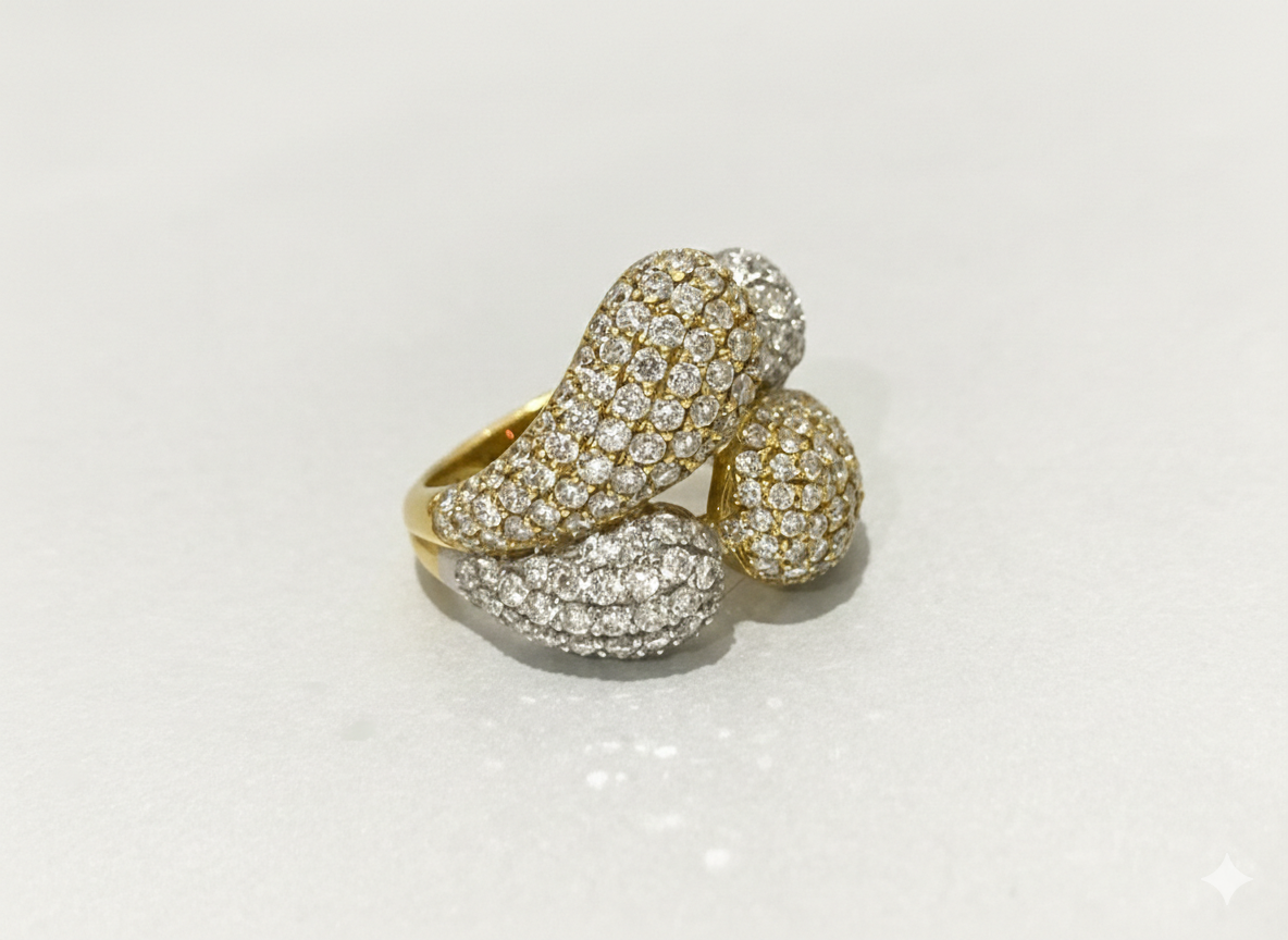 APX 4 CTW Diamond Paved Drops Ring in 18K Yellow Gold