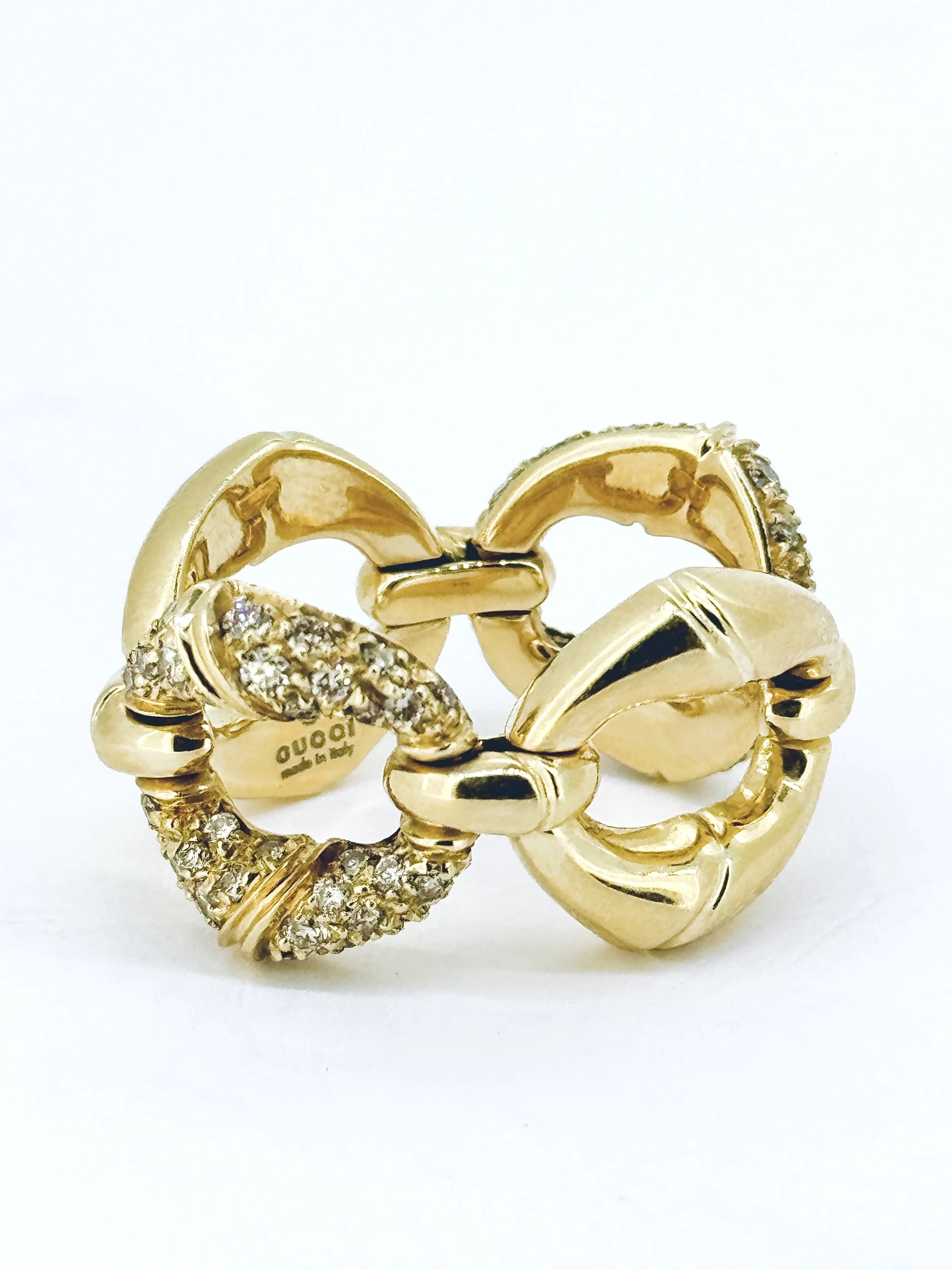 Exquisite Gucci Bamboo Collection Diamond Ring in 18K Yellow Gold