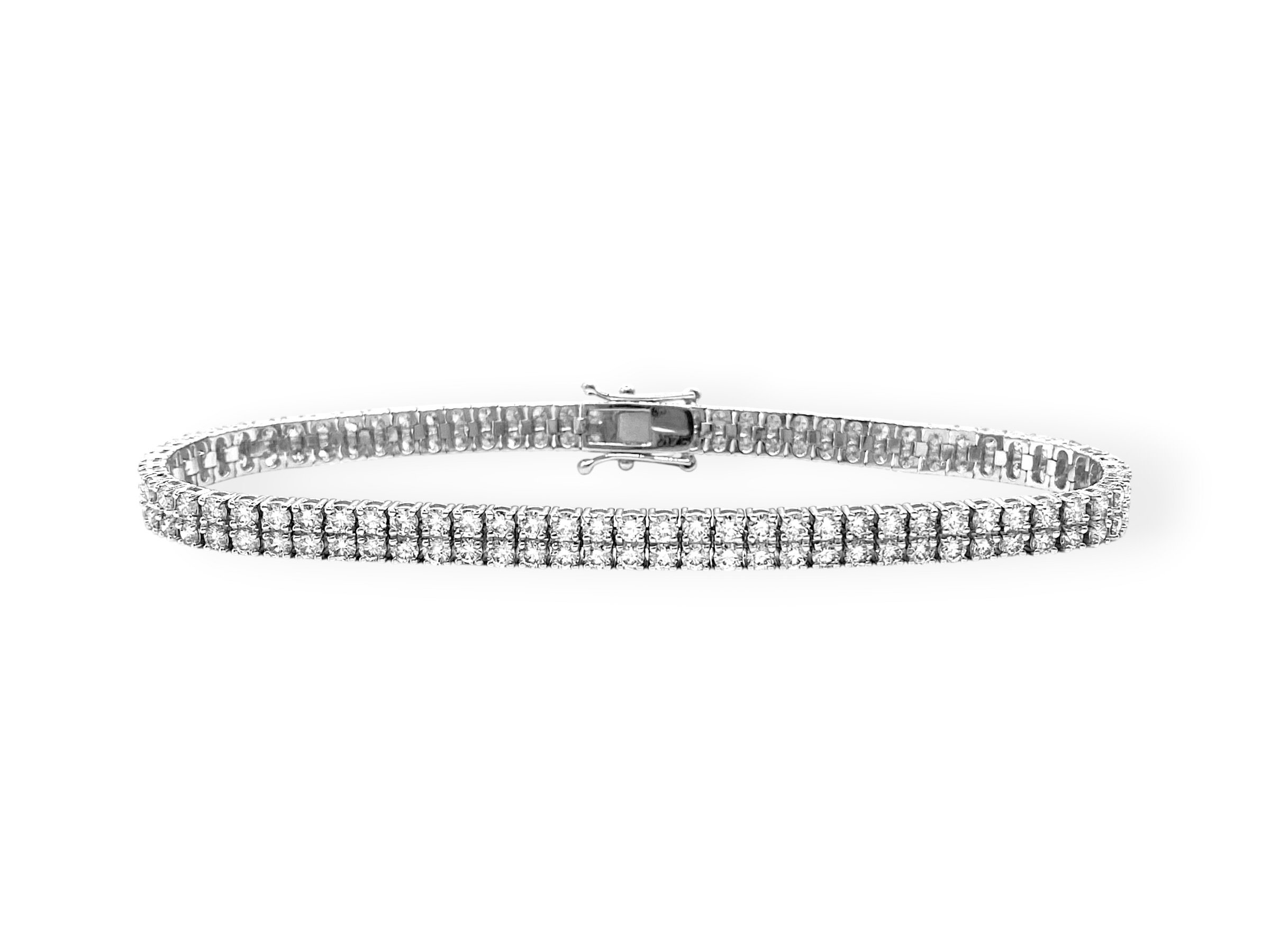 Classic 5.50 TCW Natural Diamond Two-row Tennis Bracelet in 14k White Gold