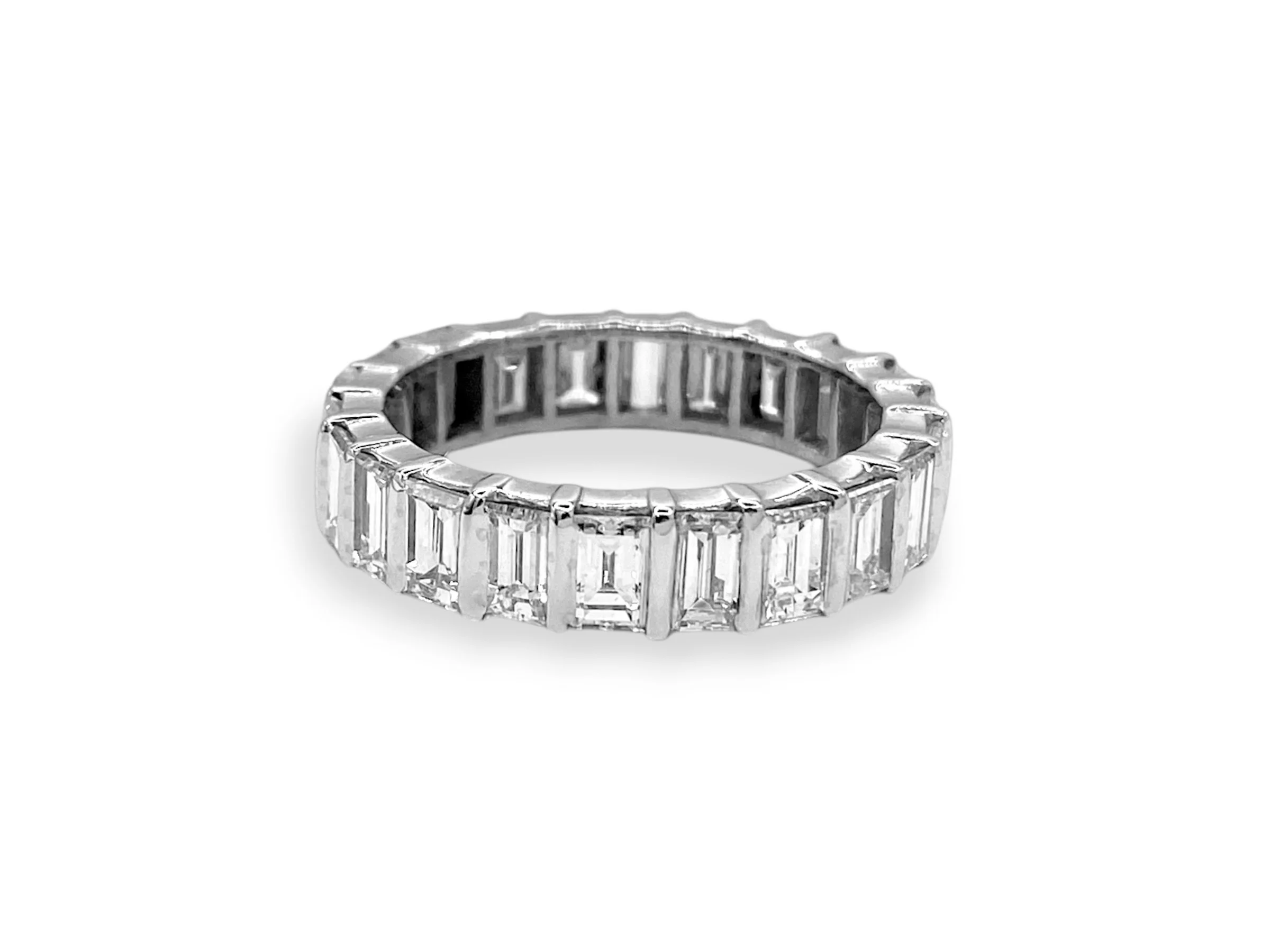 Emerald Cut Diamond Platinum Eternity Wedding Anniversary Band Ring