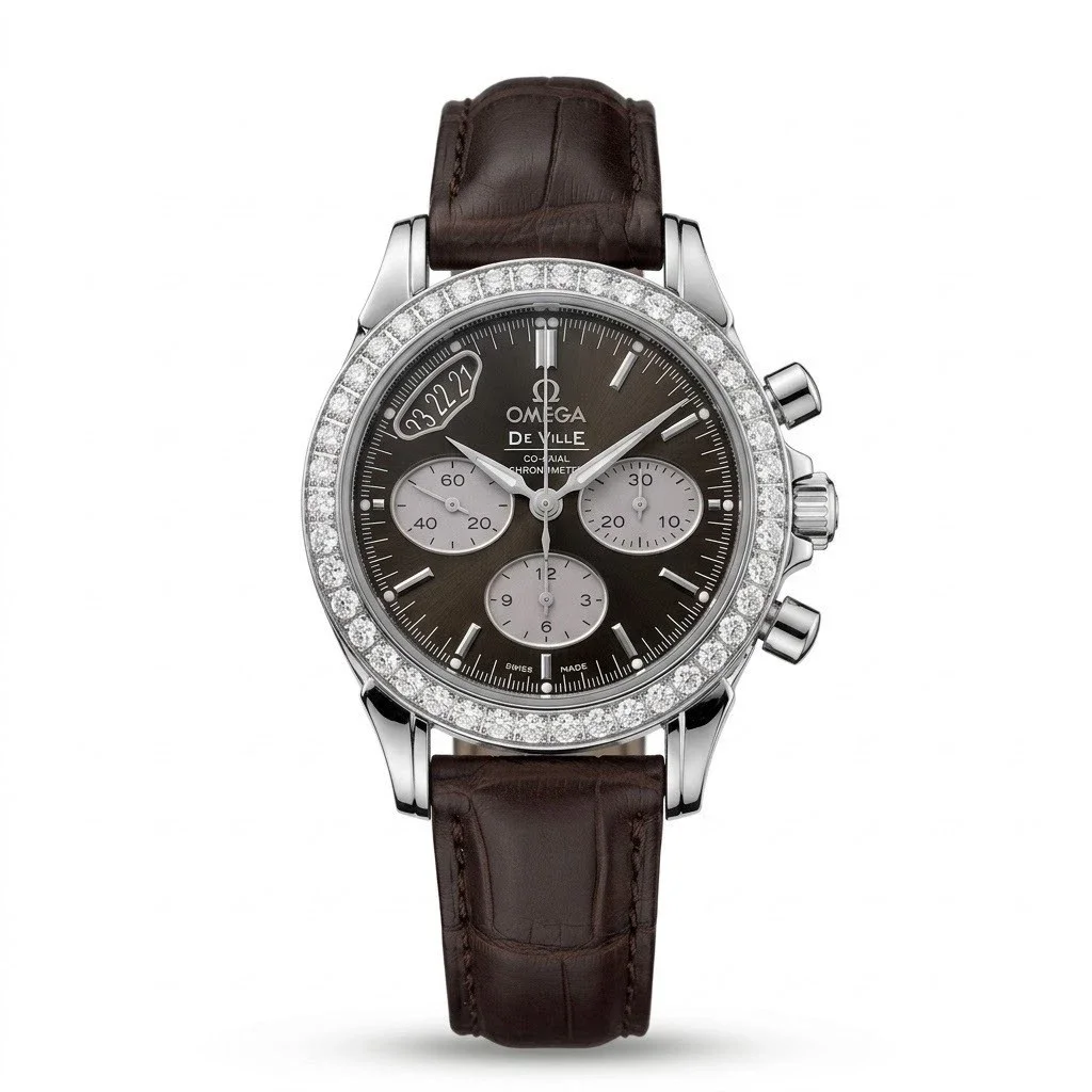 Omega De Ville Co-Axial 422.18.35.50.05.001 Factory Diamond Bezel, MOP Dial 35mm