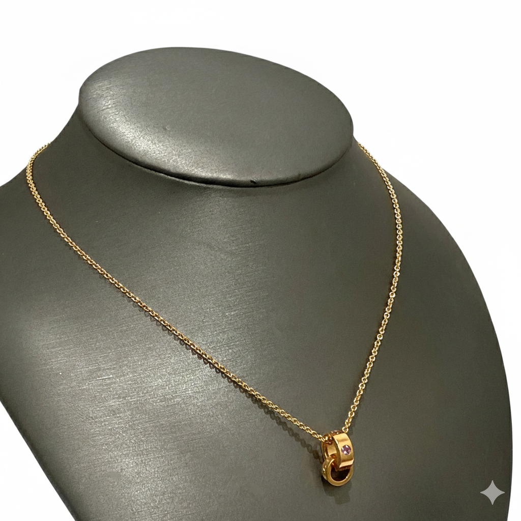 BVLGARI Pink Sapphire Link Pendant Necklace in 18K Rose Gold