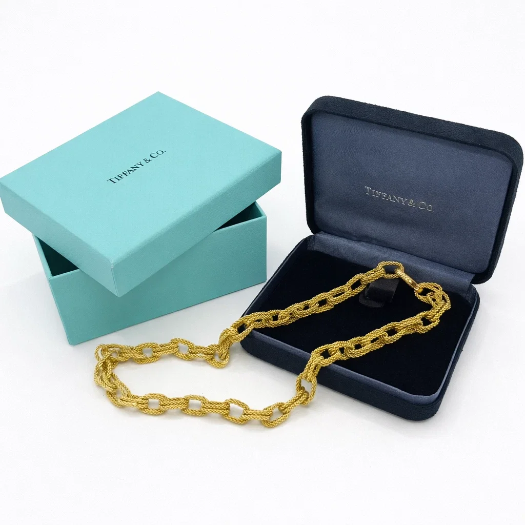 Tiffany & Co. 18k Yellow Gold Double Twisted Rope Link Collar Necklace 17.1/4"