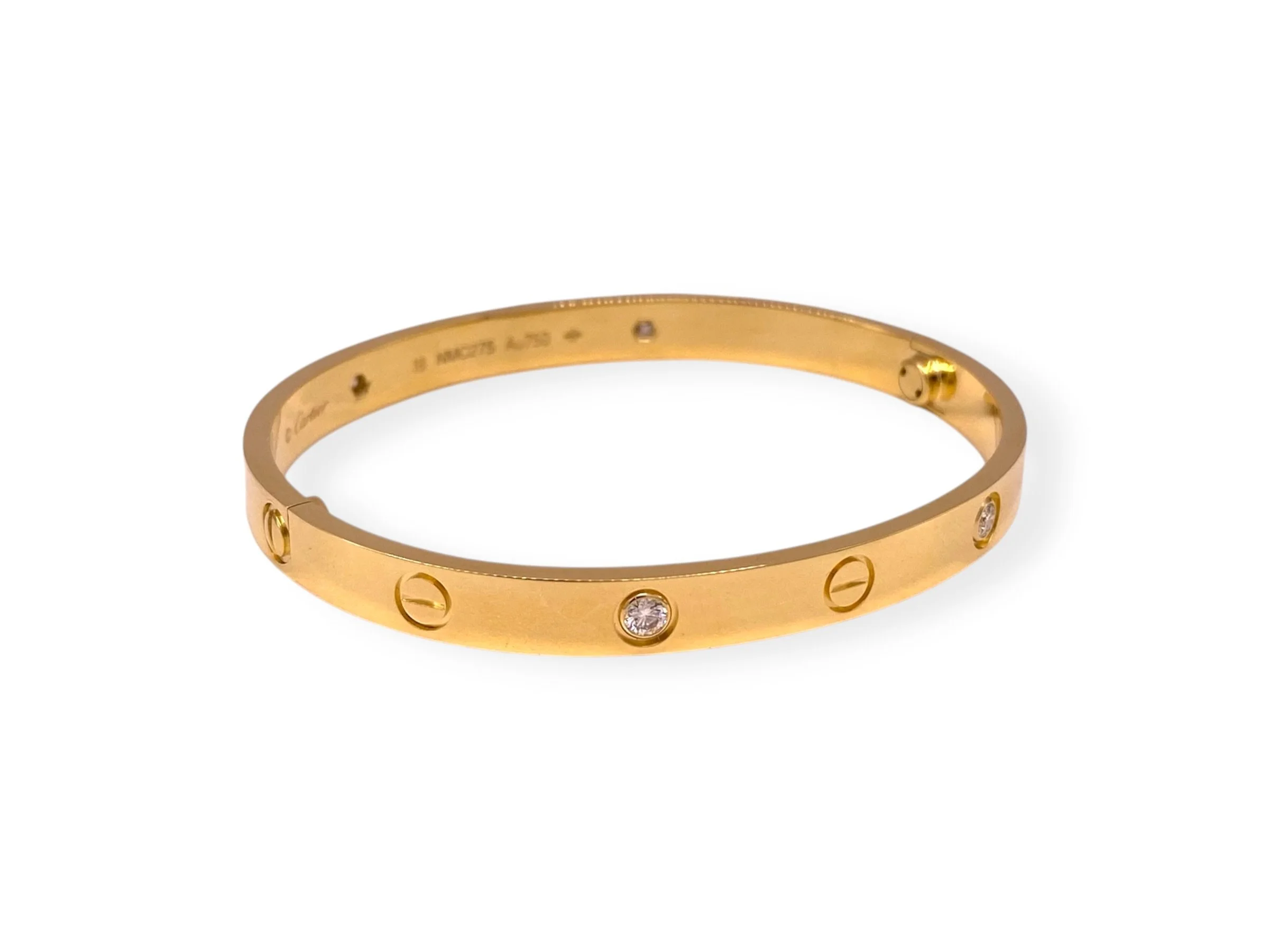 Cartier Love Bracelet Classic Model 4 Diamonds 18k Yellow Gold Size 18 