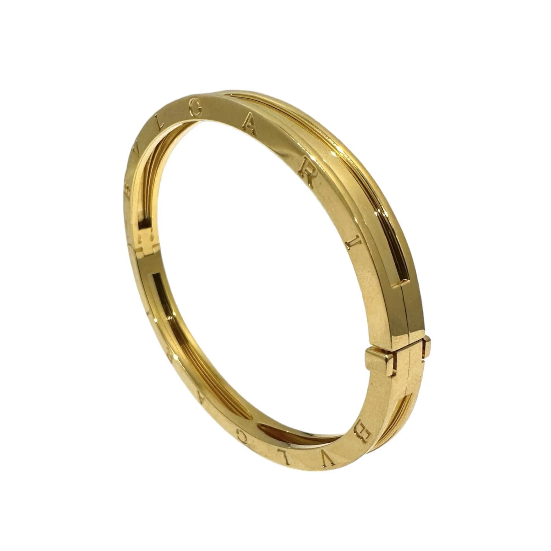 BVLGARI B.Zero 1 Engraved Solid 18k Yellow Gold Bangle Bracelet