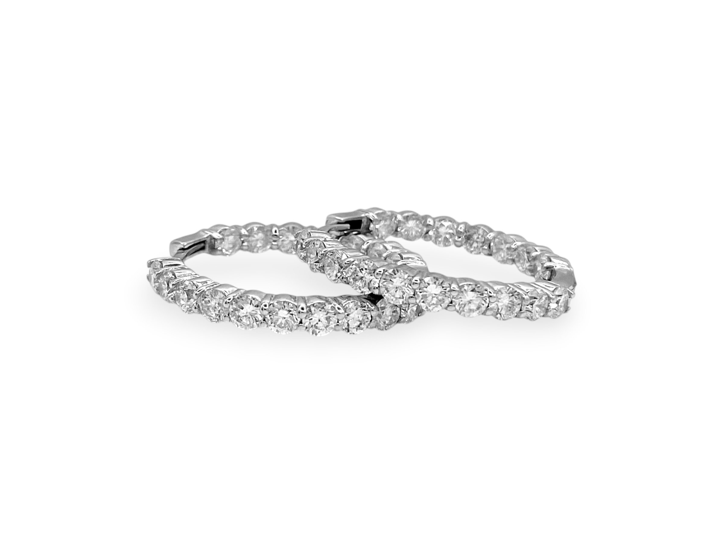Inside Out Round Natural Diamond Hoops Earrings in 14K Yellow Gold 7.50 CT.TW