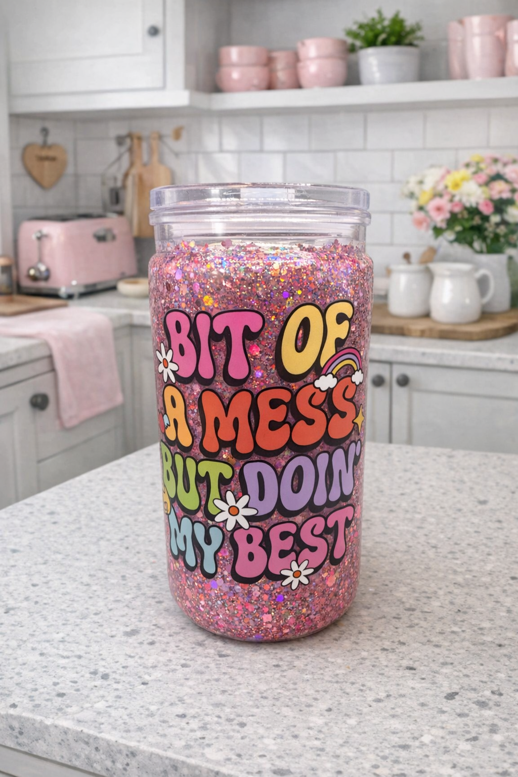 Bit of a Mess, But Doing My Best 16 oz Snowglobe Tumbler