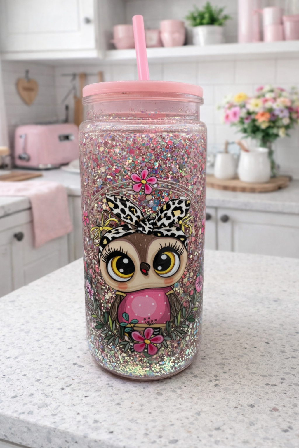 16 oz Owl Snowglobe Tumbler