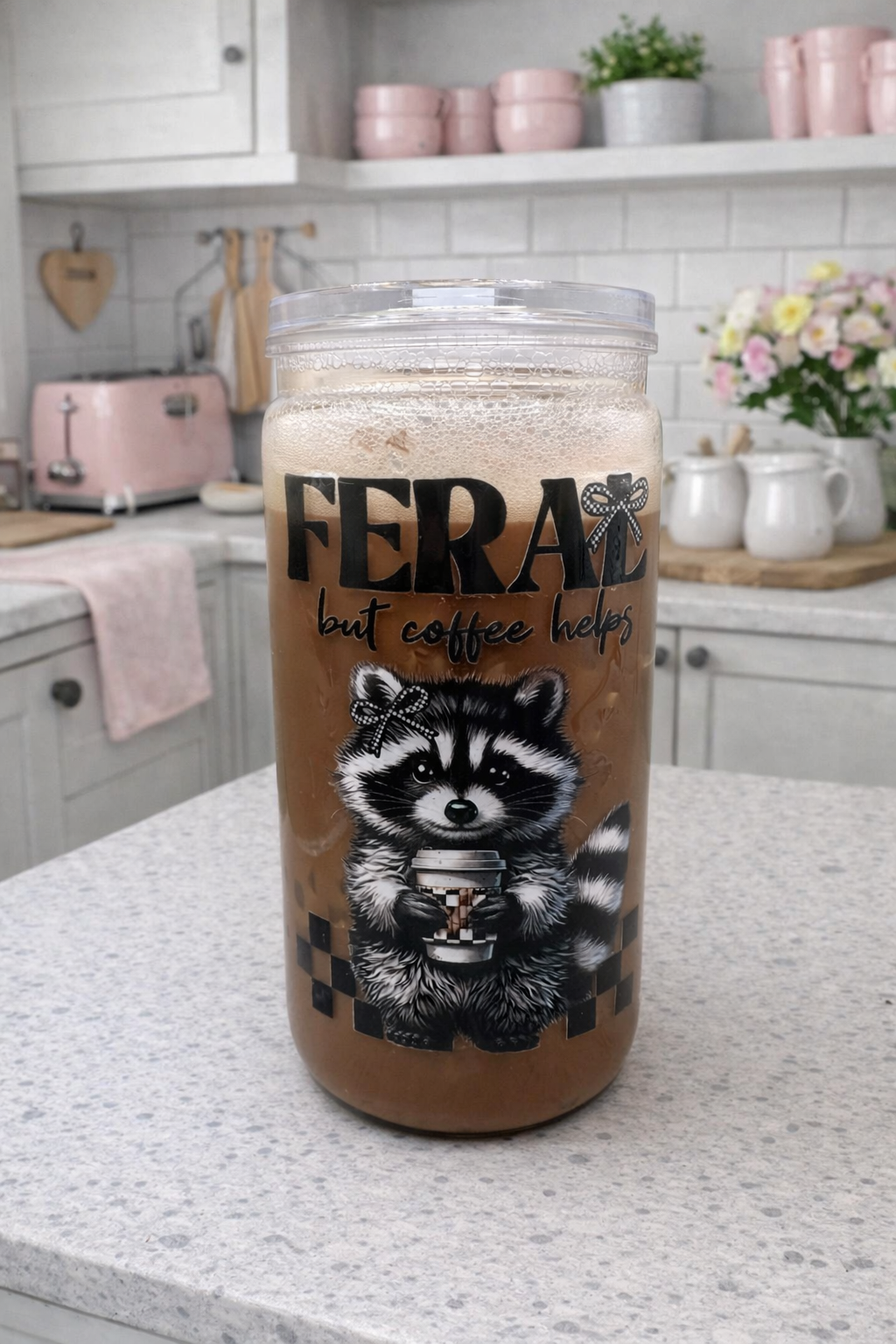 16oz Ferally Caffeinated Snowglobe Tumbler