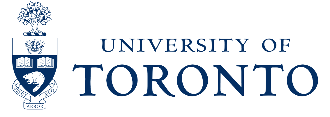 University of Toronto logo featuring a shield with a tree, a crown, open books, and a beaver, with the university's name next to it.