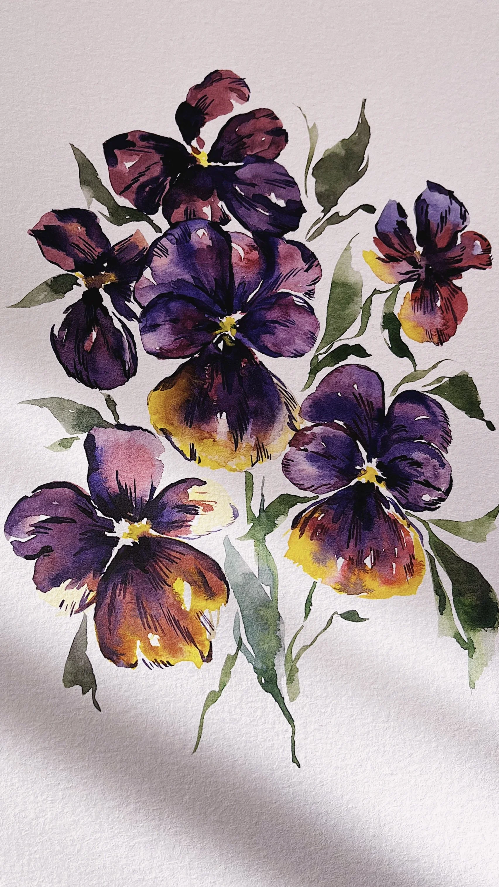 Purple pansies art print