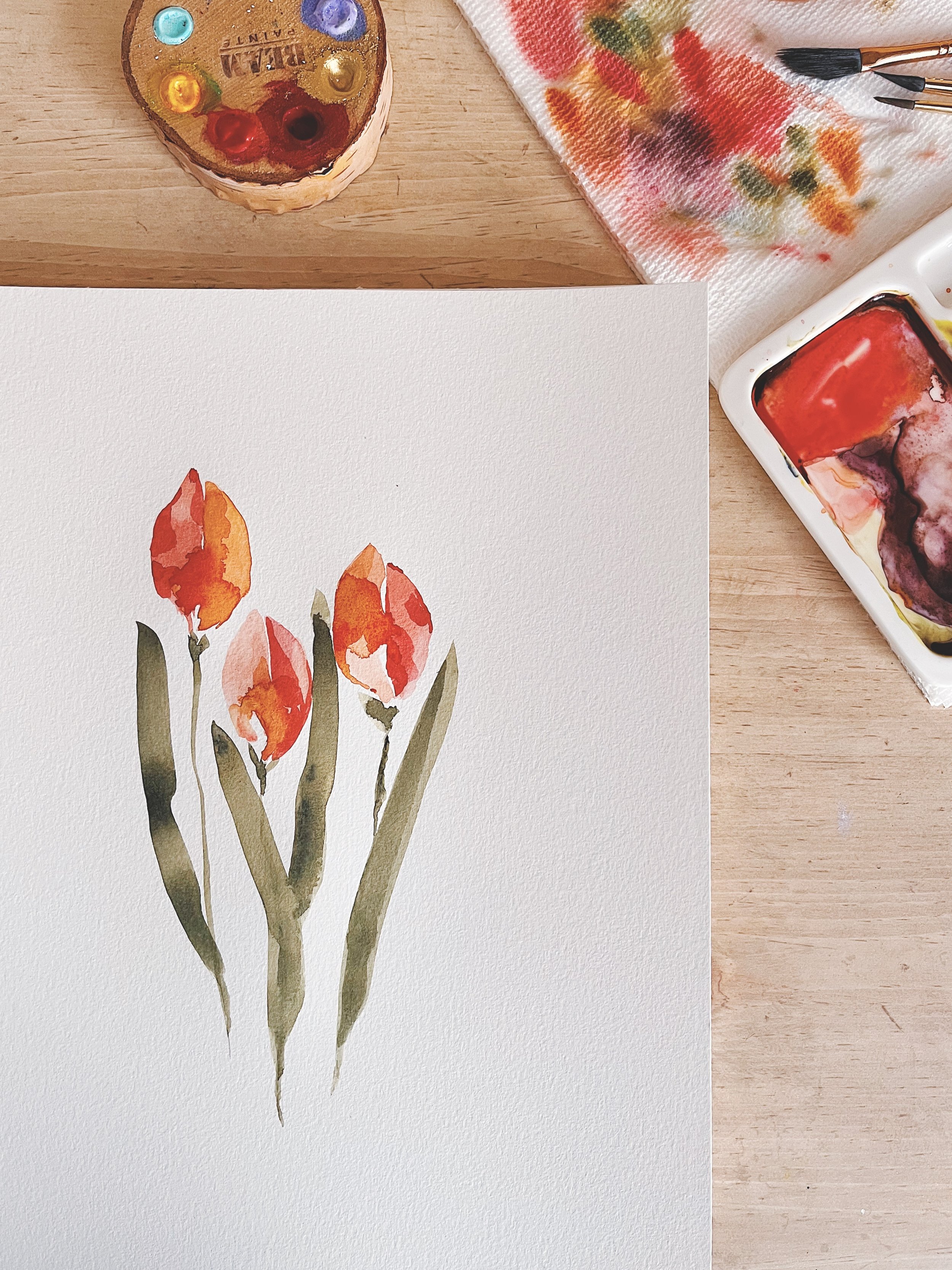 Pink tulips art print
