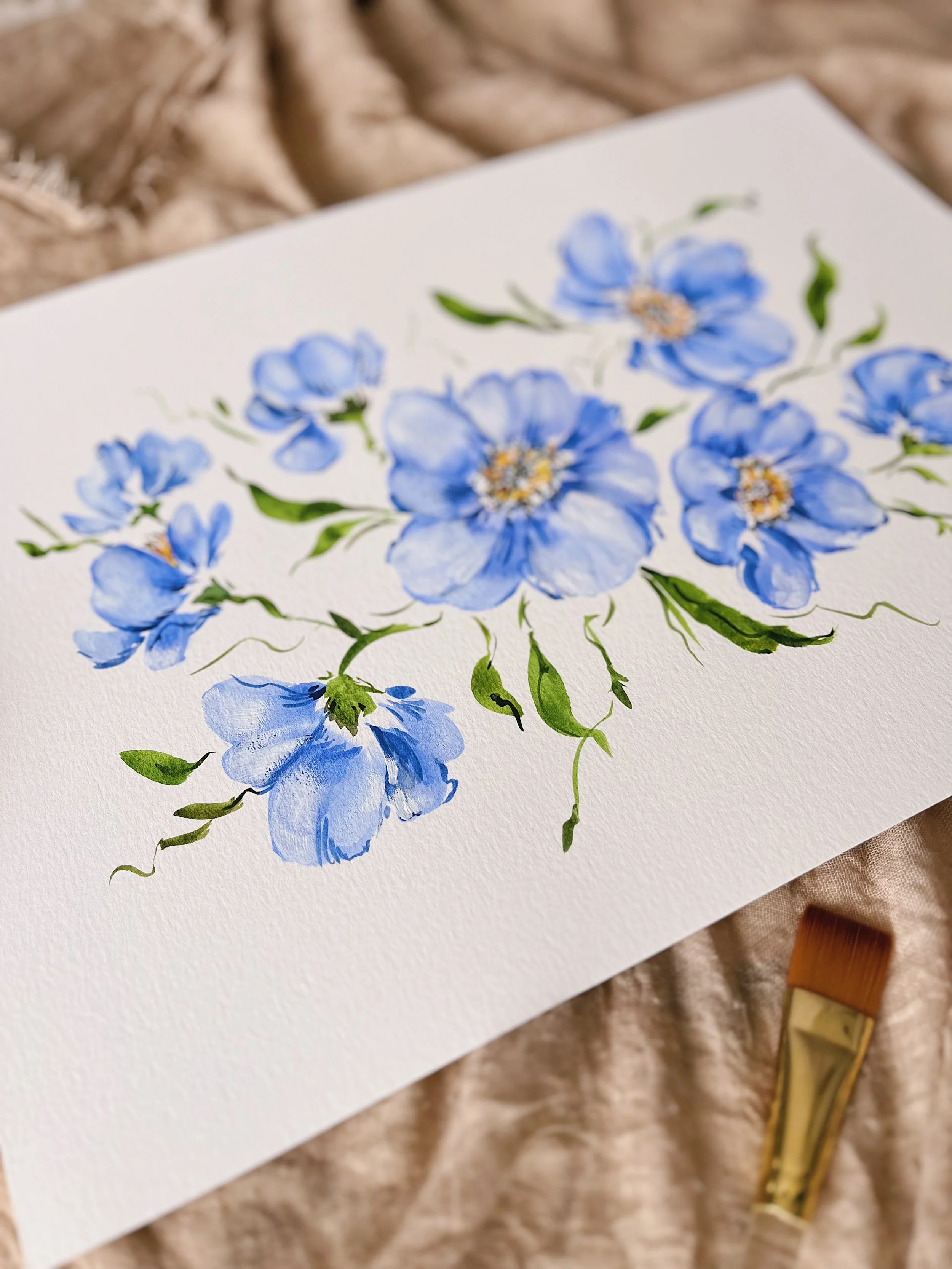 Blue anemones art print