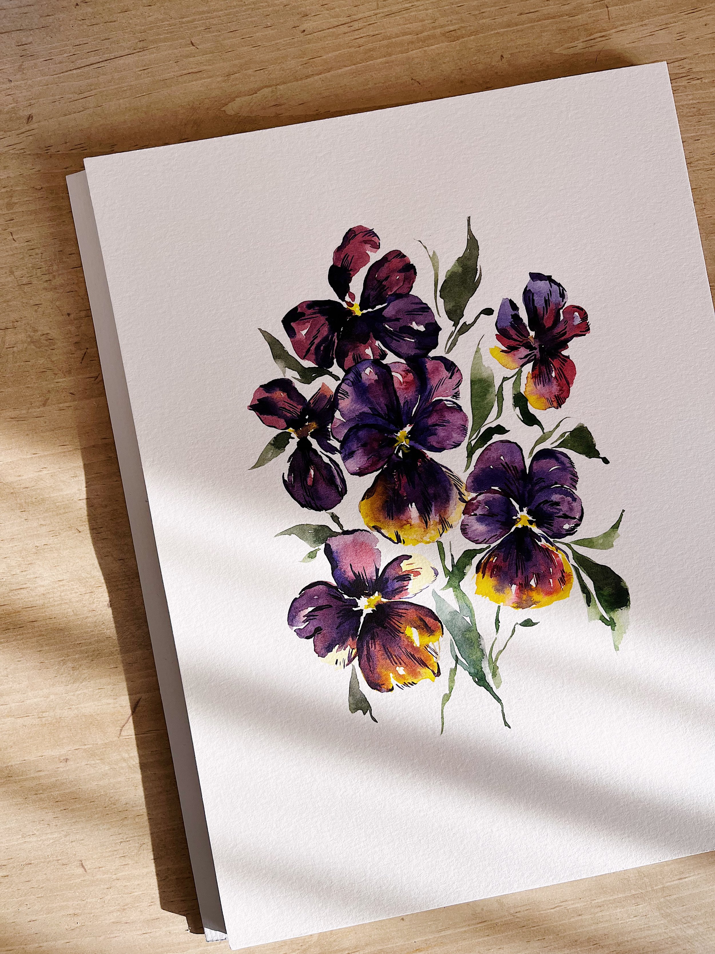 Purple pansies art print