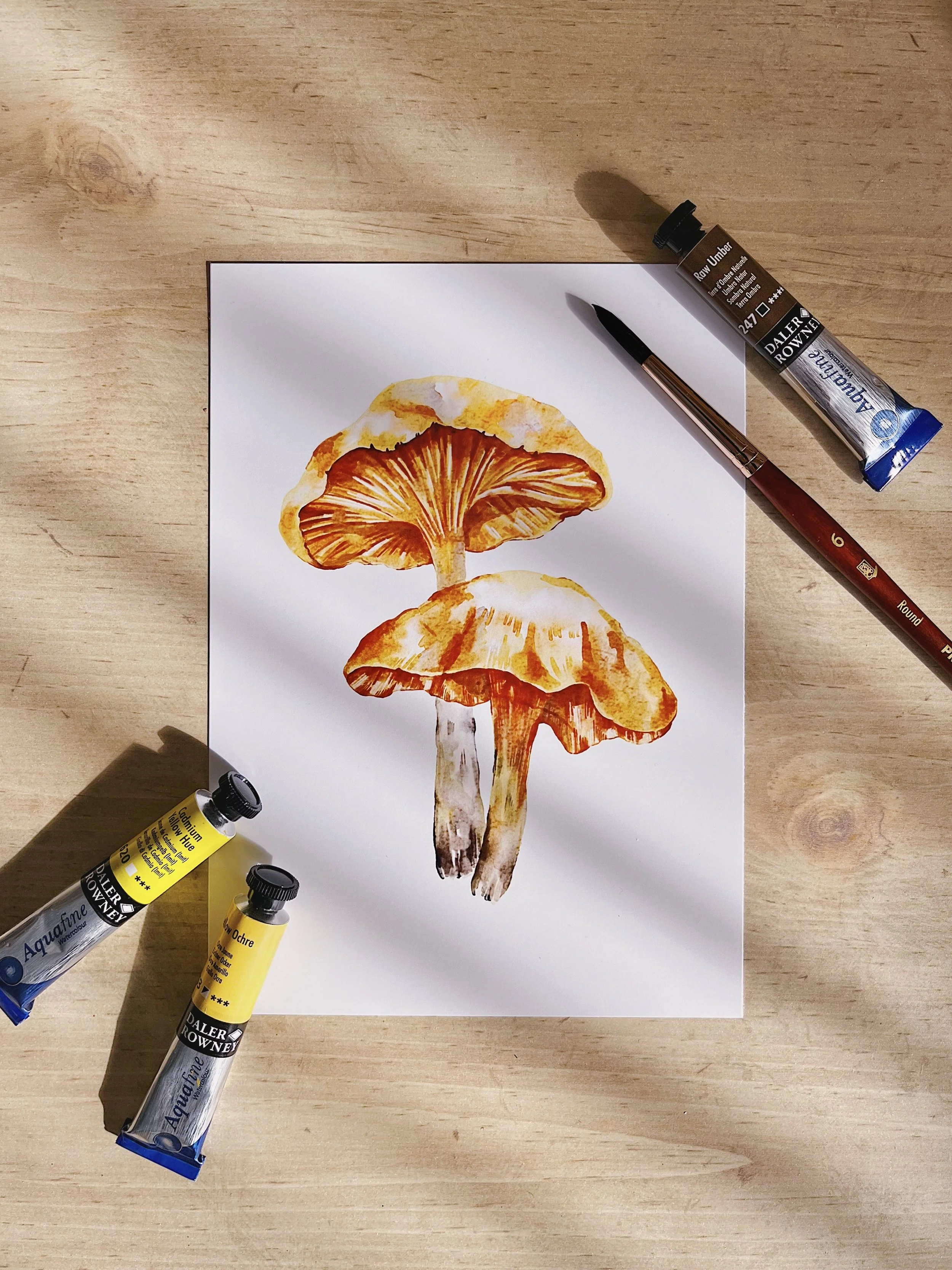 Watercolour jack-o-lantern mushroom art print