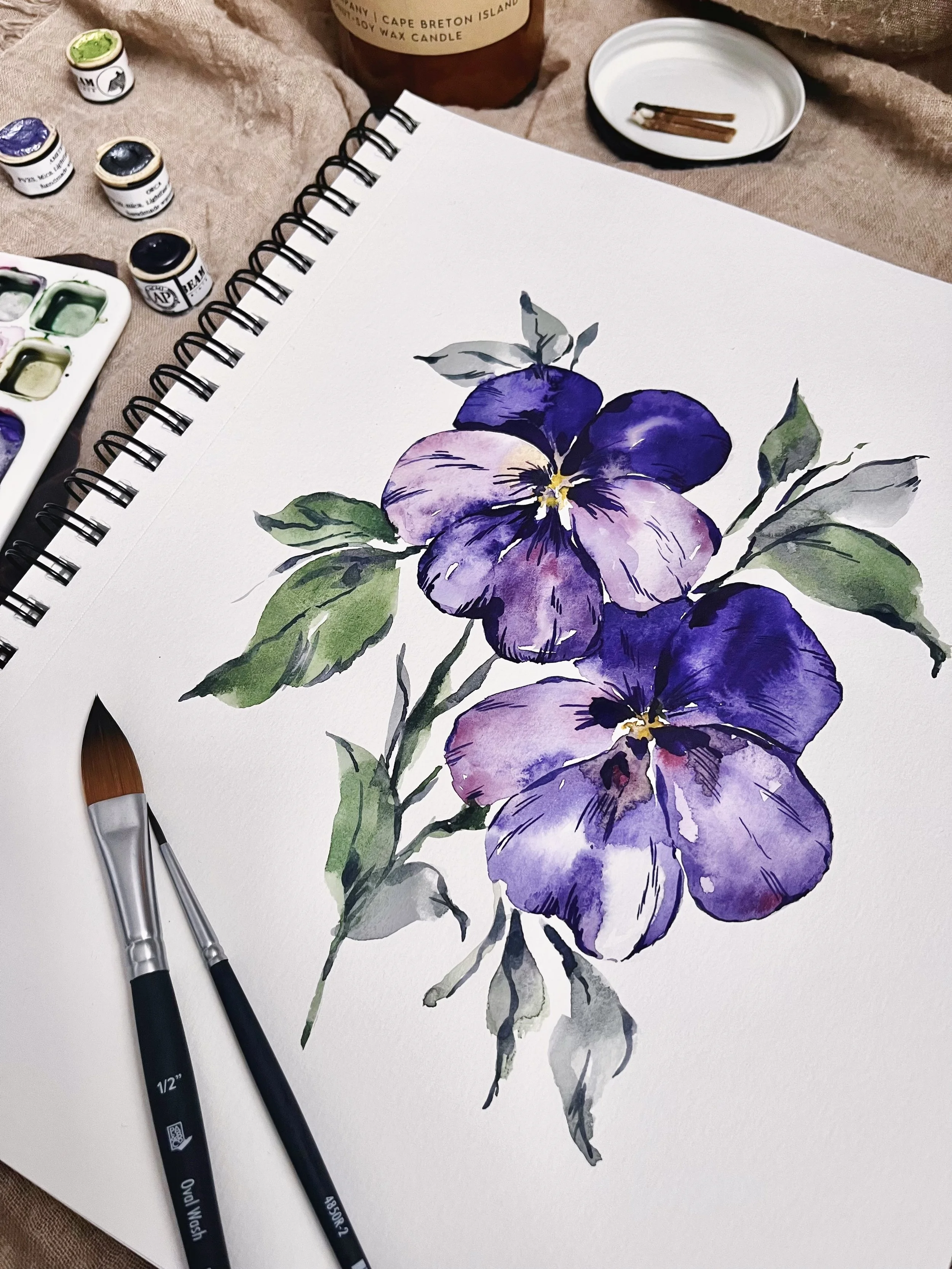 Purple violets art print