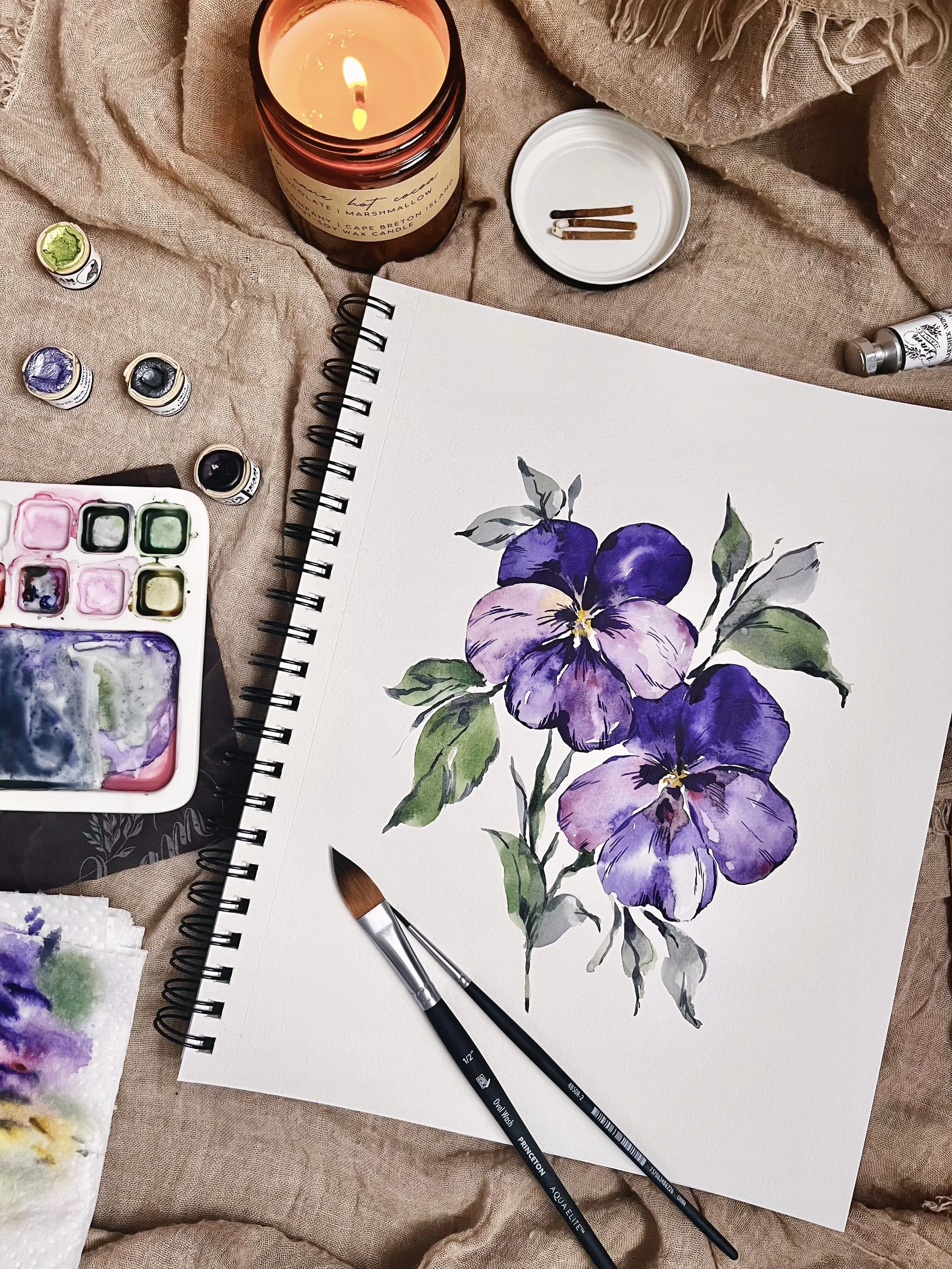 Purple violets art print