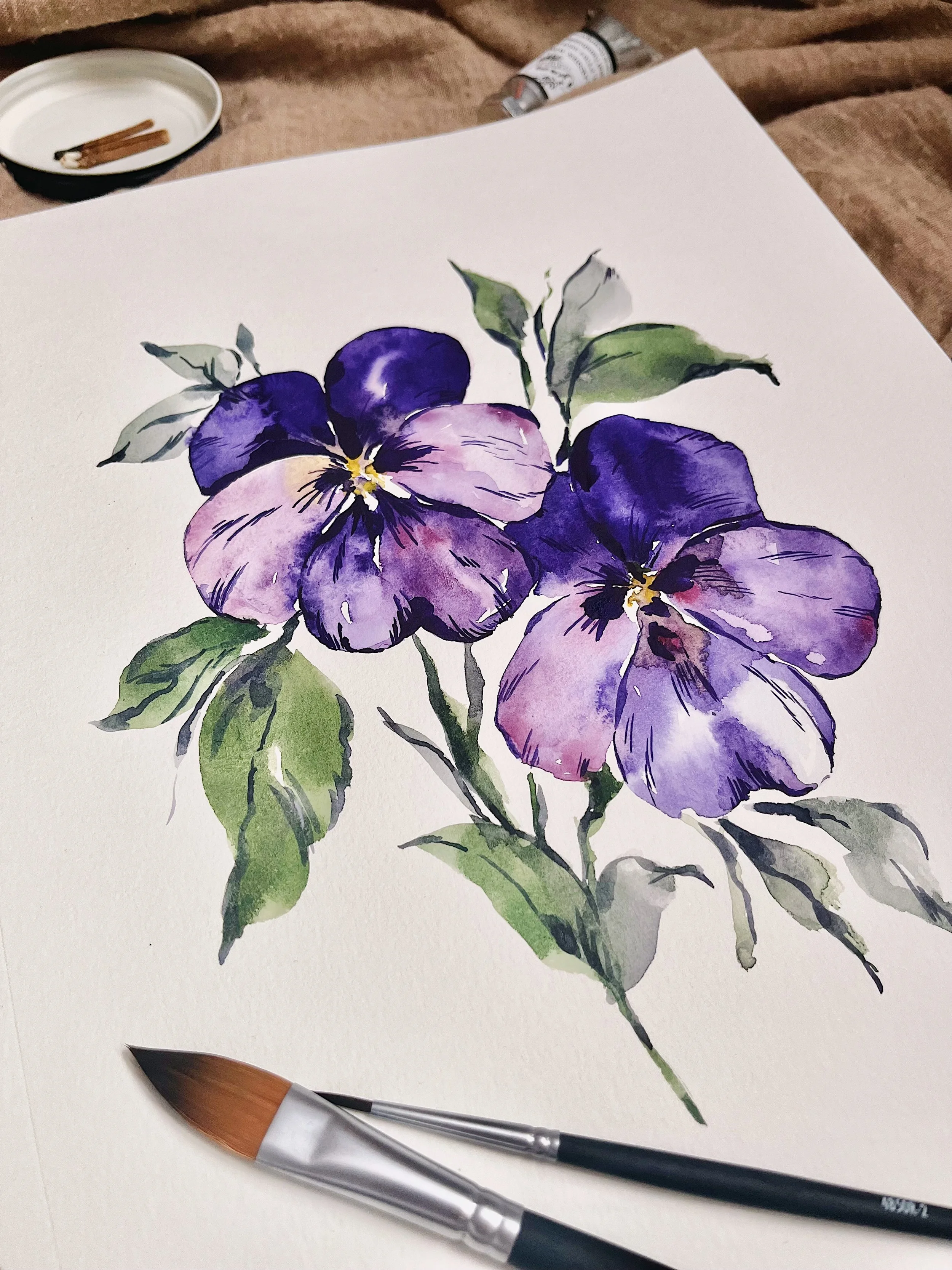 Purple violets art print