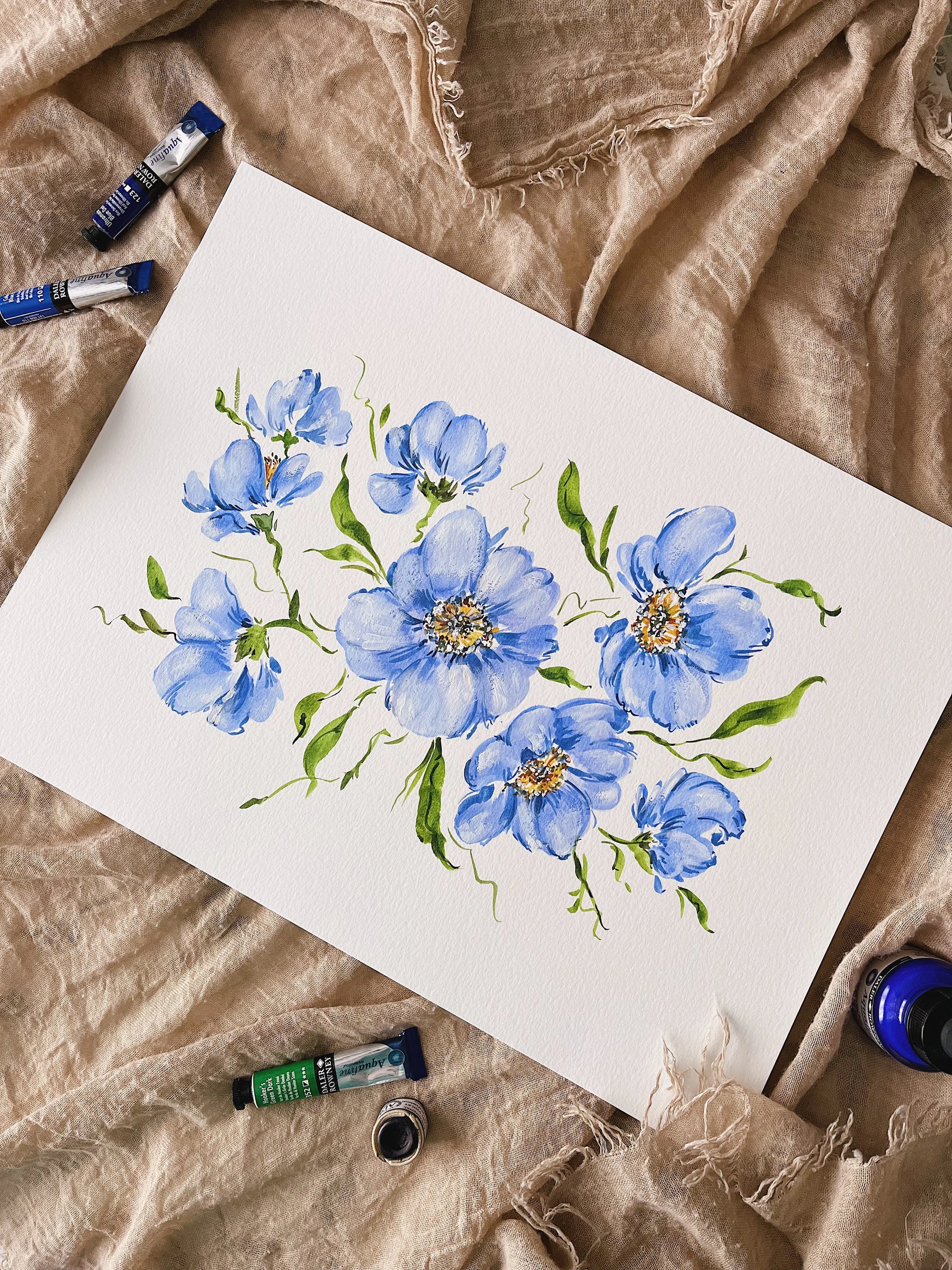 Blue anemones art print