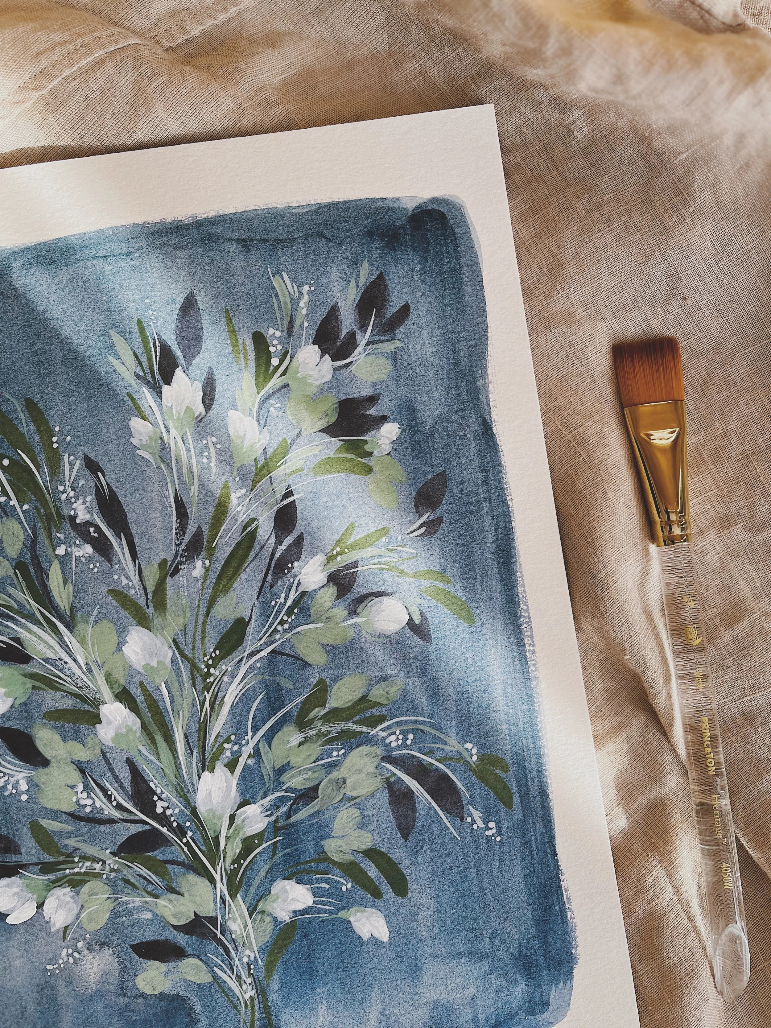 Blue wildflowers art print