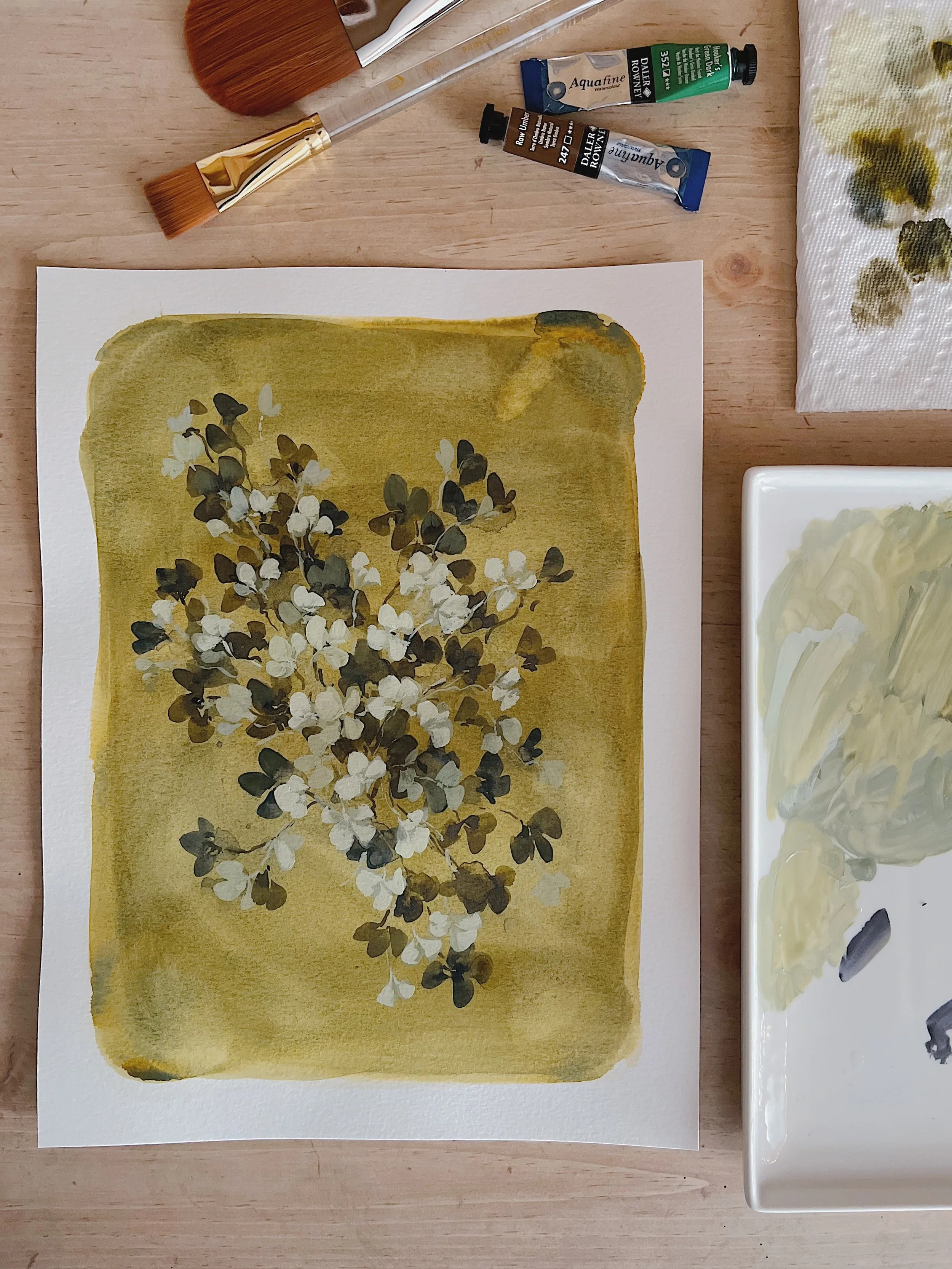 Green Irish clovers art print