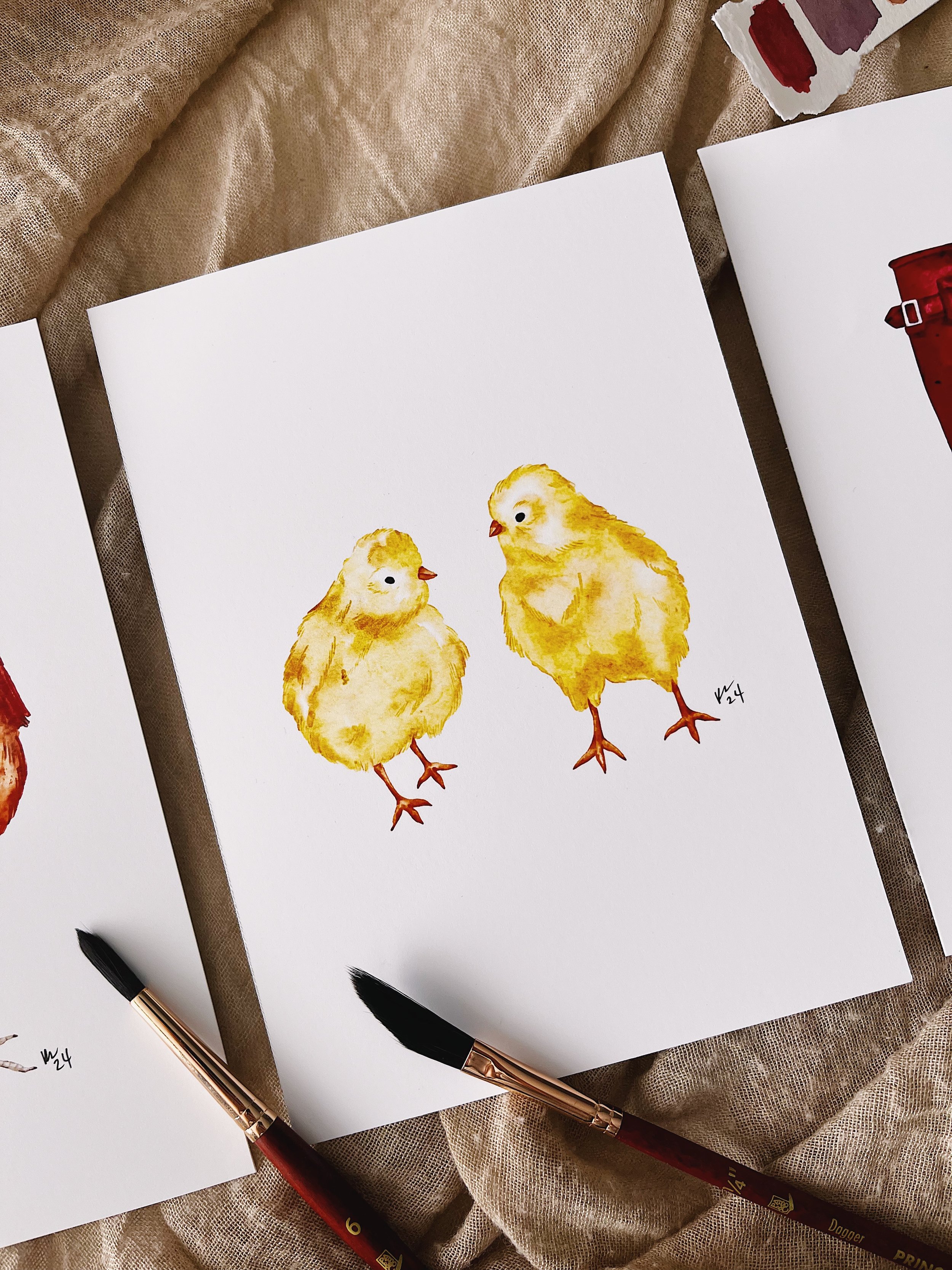Watercolour baby chicks farmhouse art print