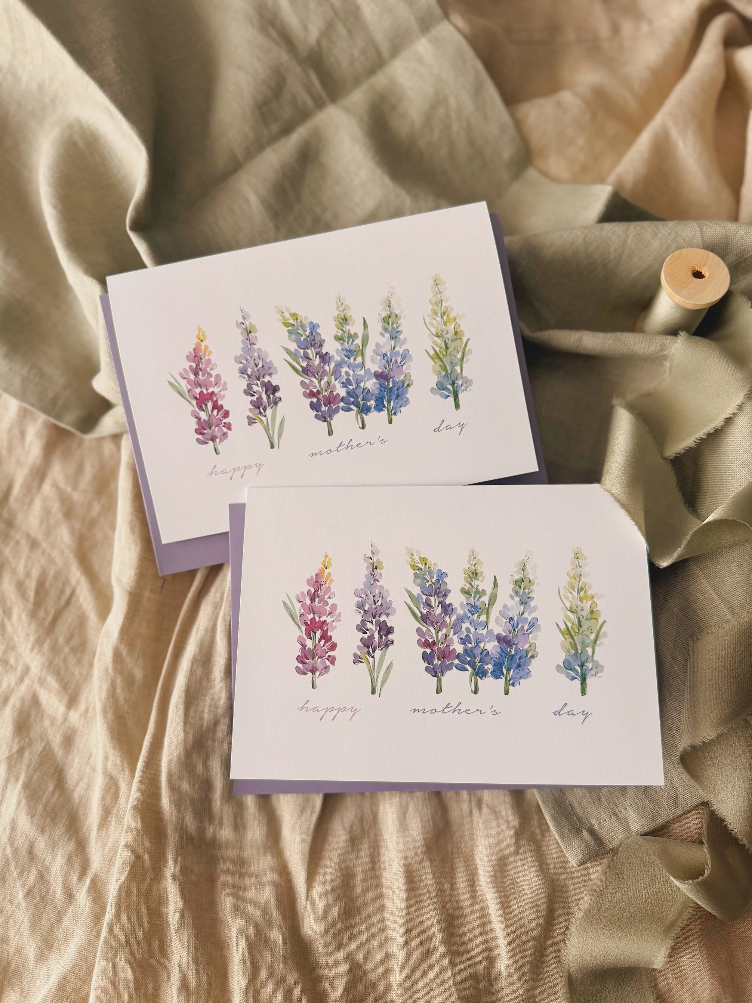 Watercolour Purple Lupins Mother’s Day Card