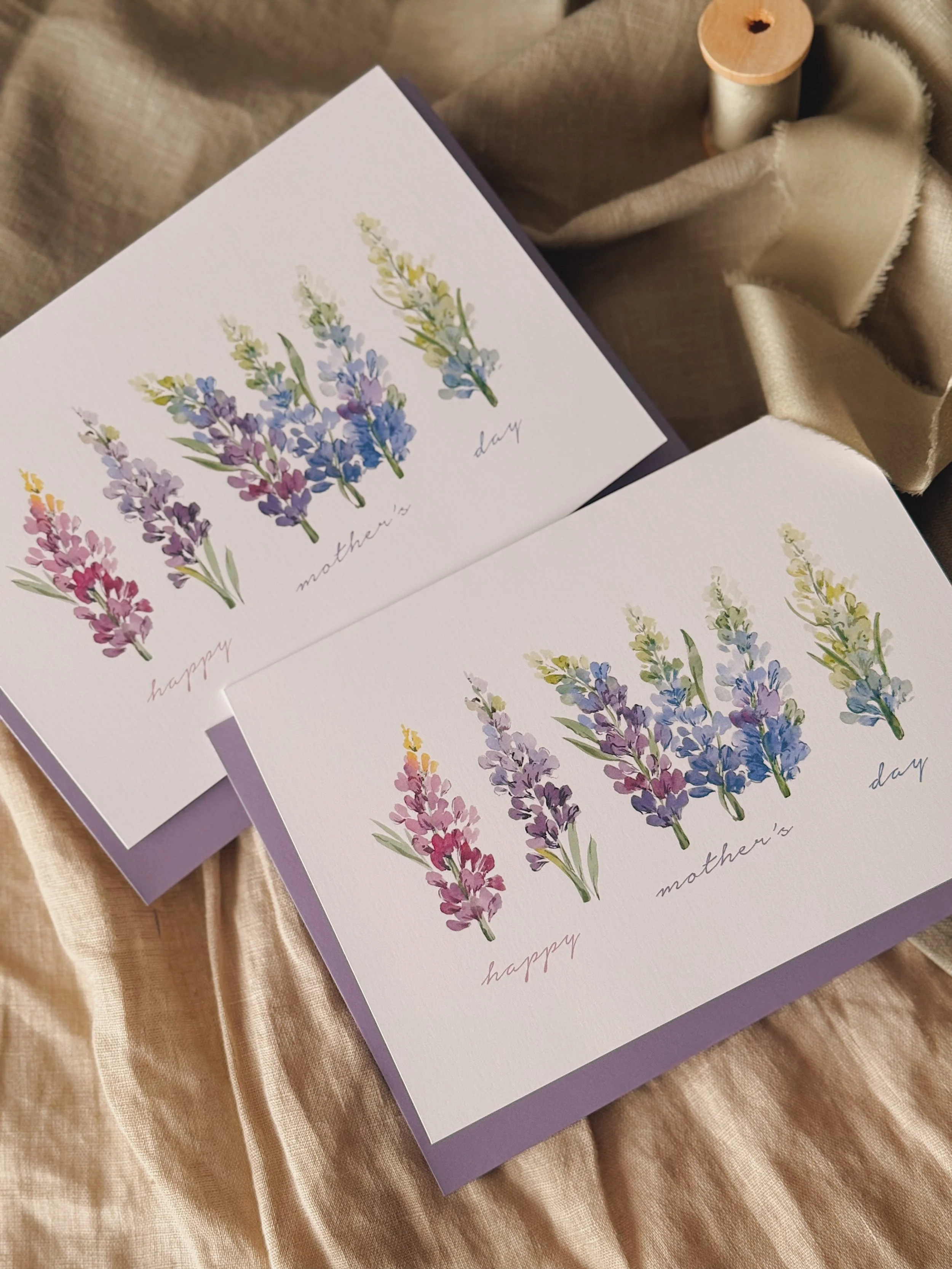 Watercolour Purple Lupins Mother’s Day Card