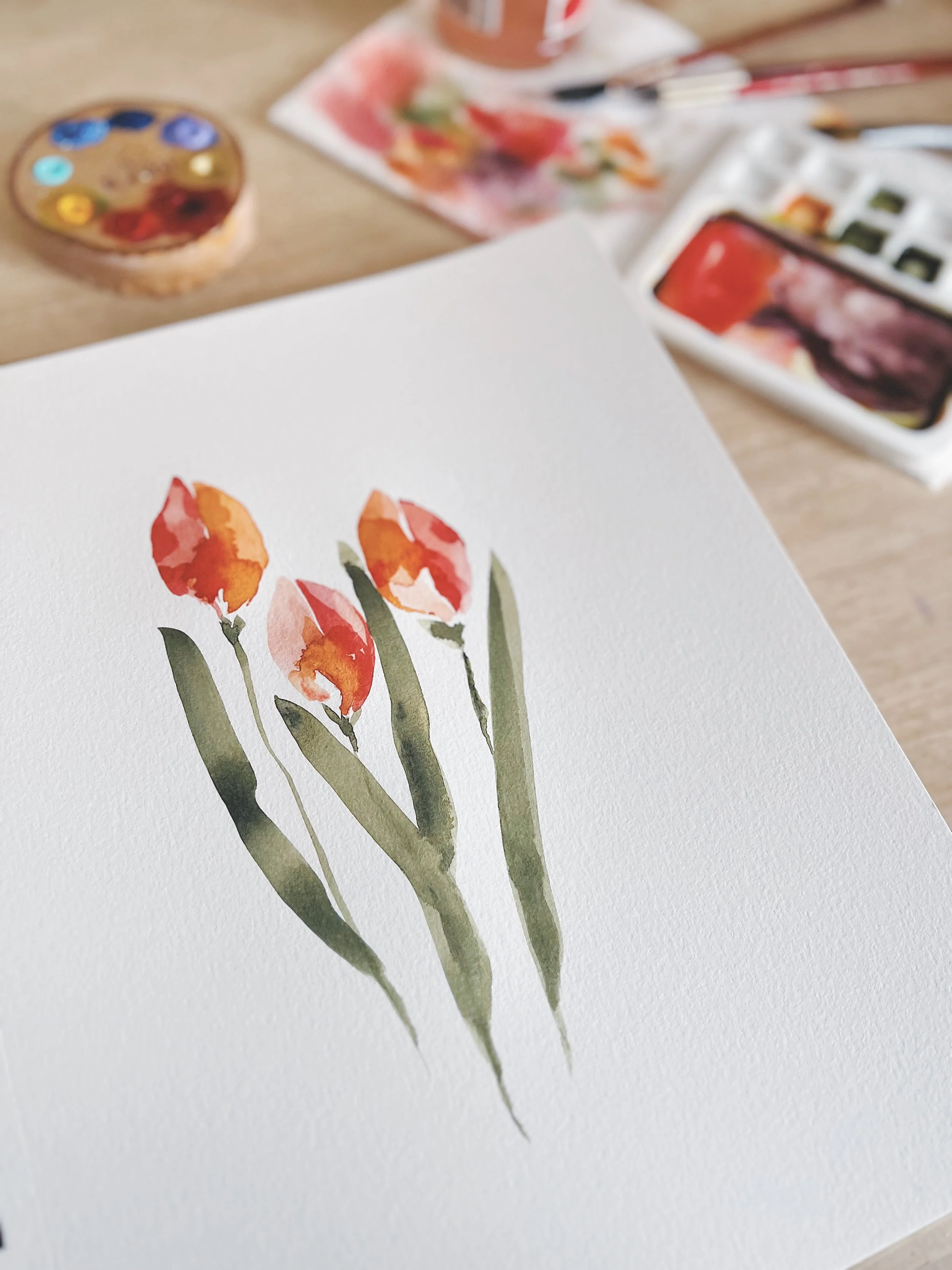 Pink tulips art print