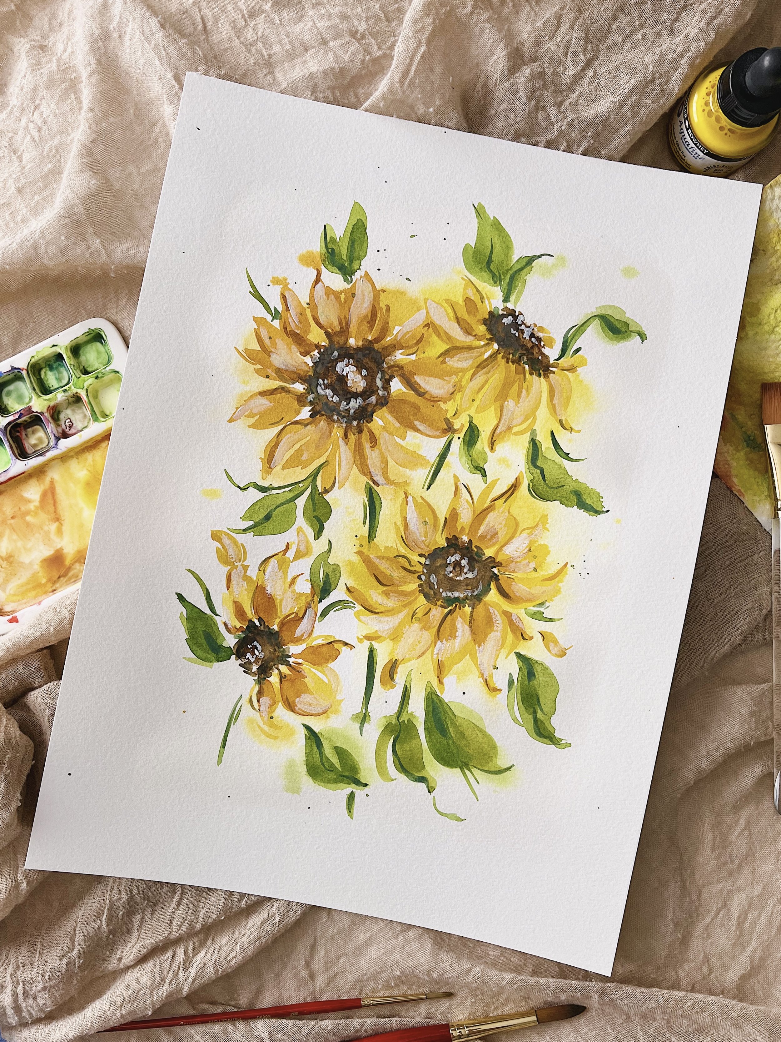 Yellow sunflowers art print