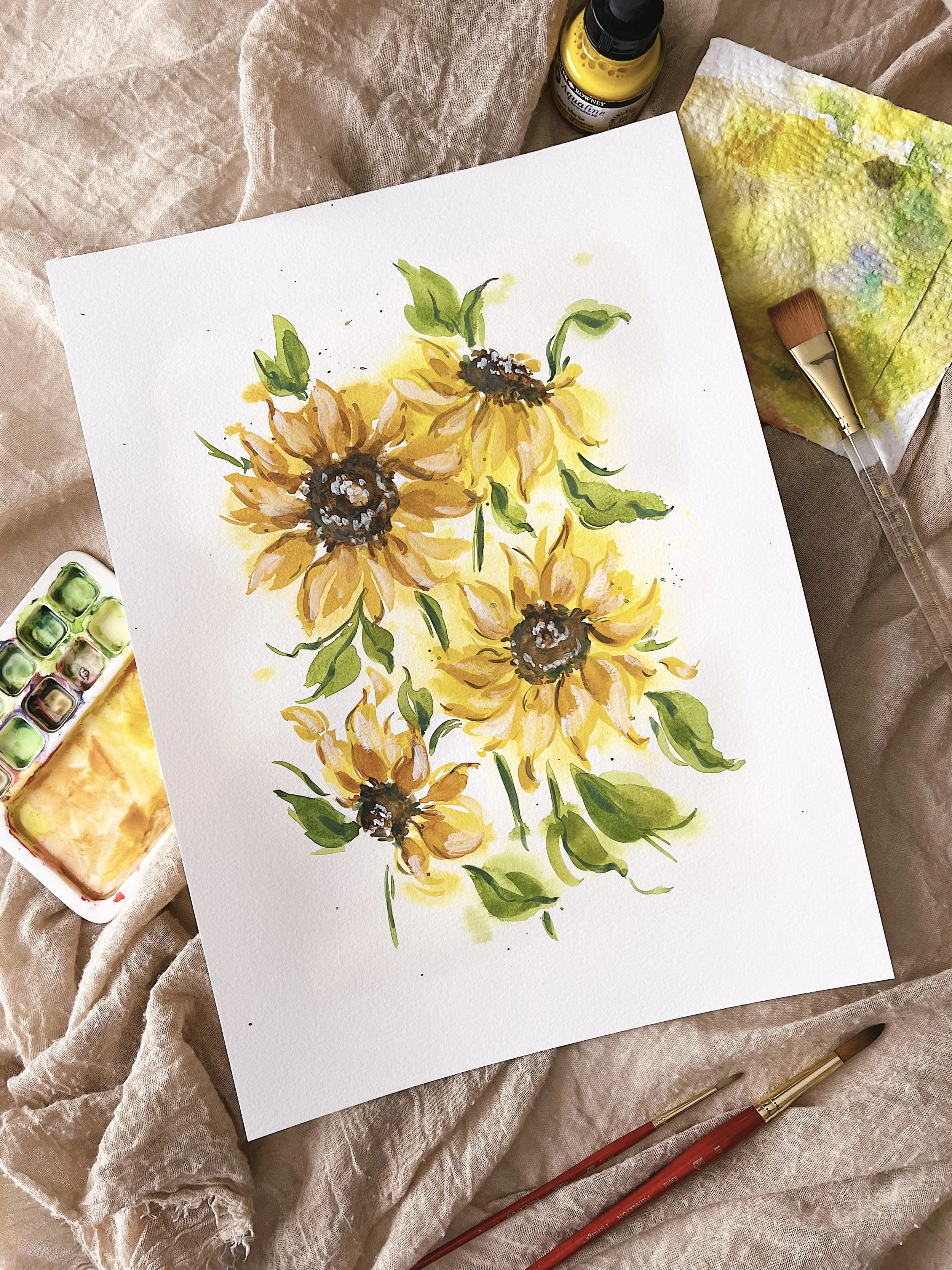Yellow sunflowers art print