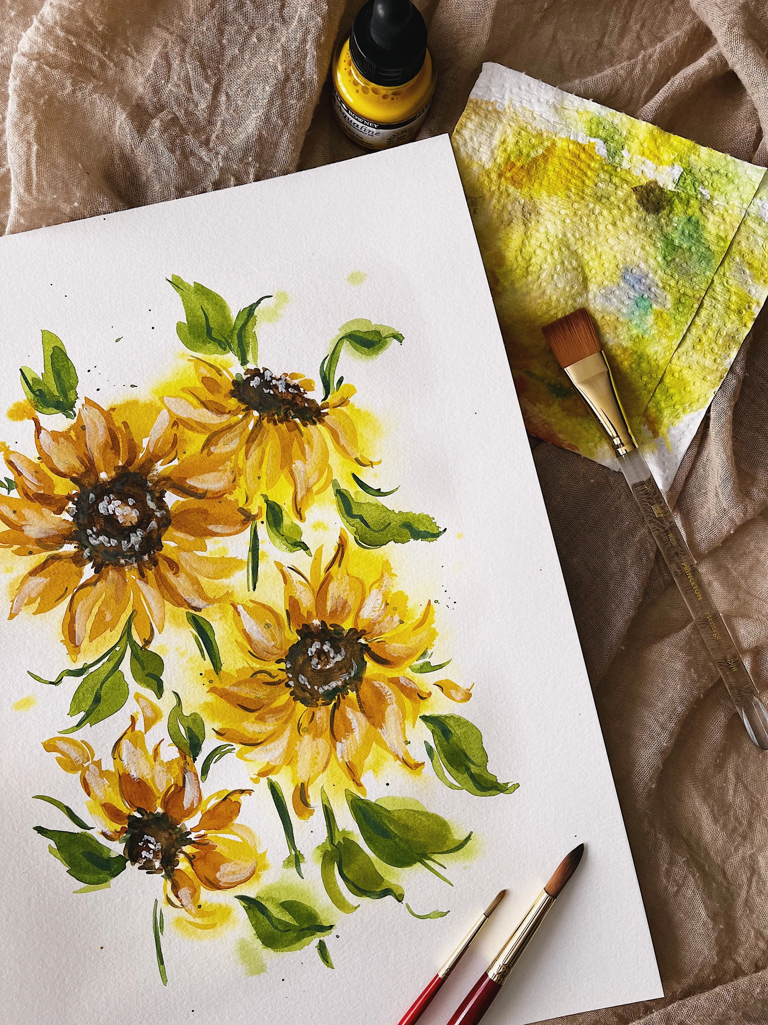 Yellow sunflowers art print