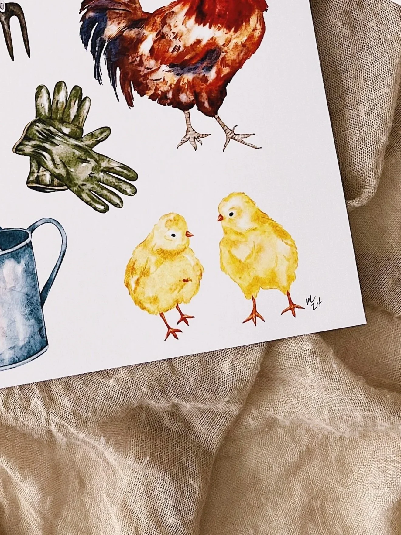 Watercolour baby chicks farmhouse art print