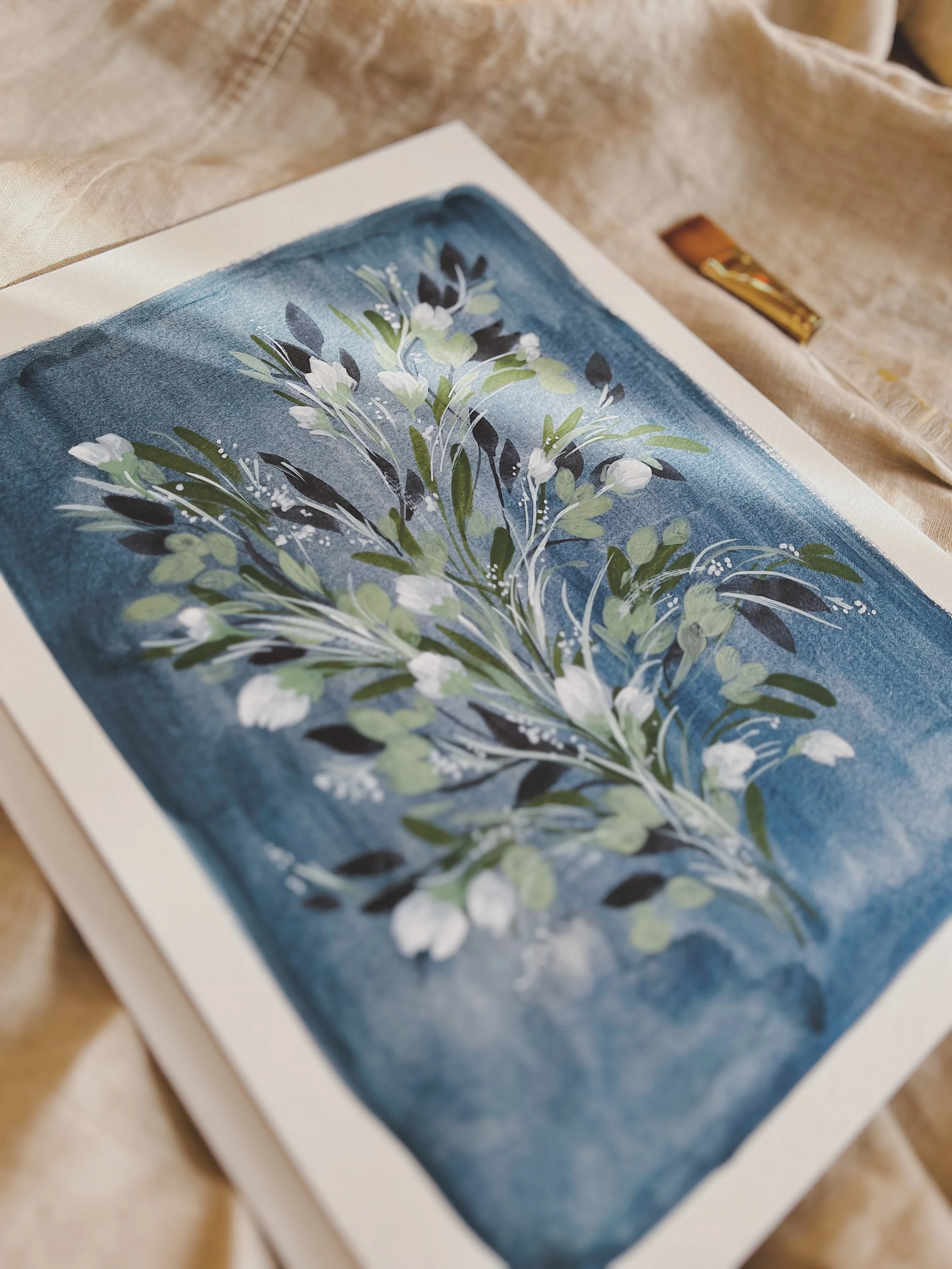 Blue wildflowers art print