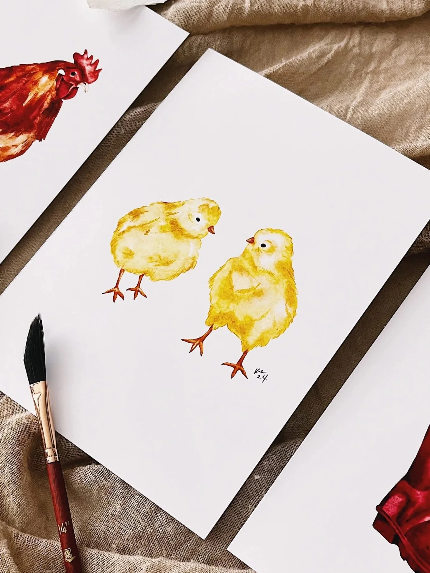 Watercolour baby chicks farmhouse art print