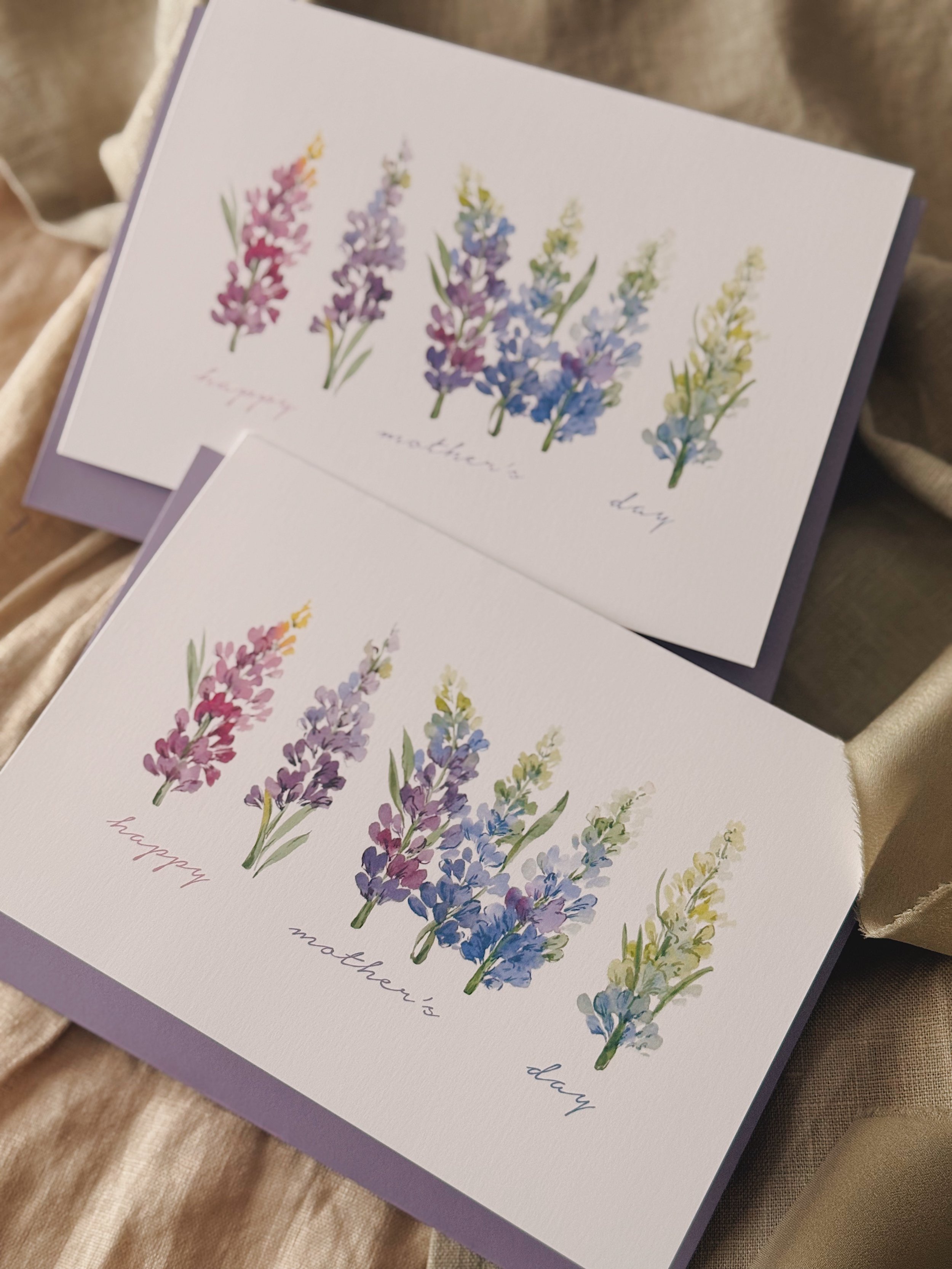 Watercolour Purple Lupins Mother’s Day Card