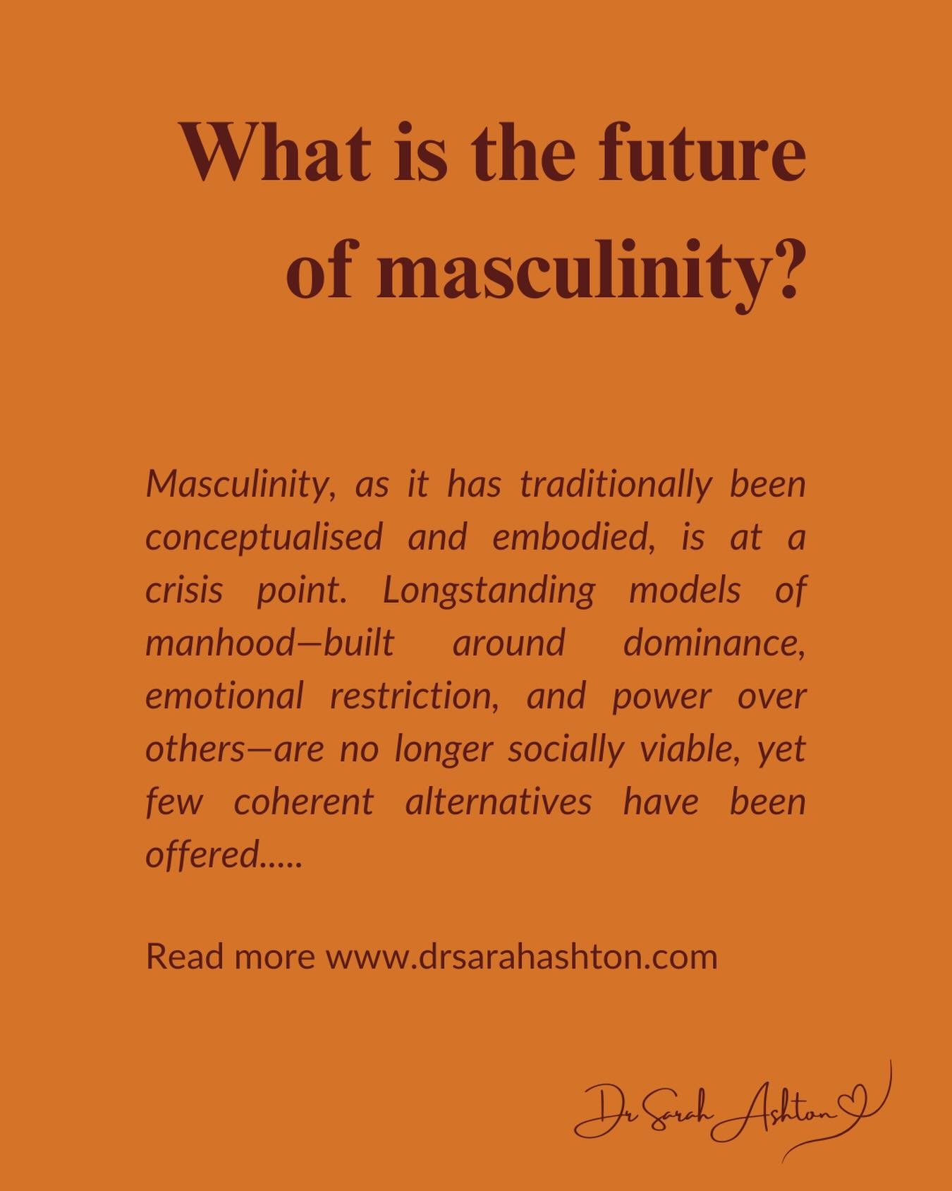 Some new year musings about masculinity amongst this political and cultural flux and crisis 🤔 Read more in my blog www.drsarahashton.com/blog