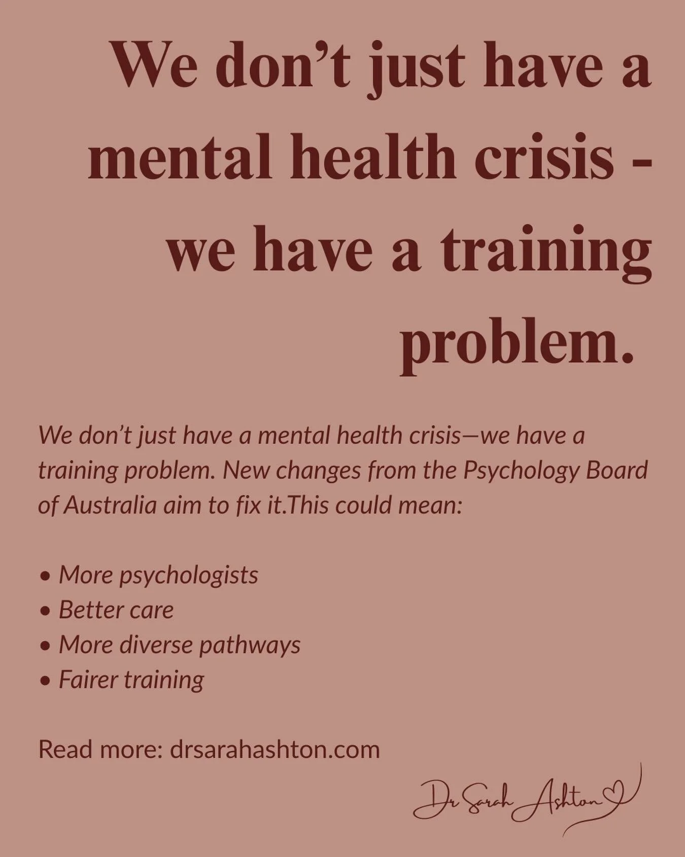 What if the way we train psychologists is part of the problem?
On 15 April, the Psychology Board of Australia proposed a major redesign of training in Australia.
Why it matters:
&bull; Better access to care
&bull; More diverse, accessible pathways
&b
